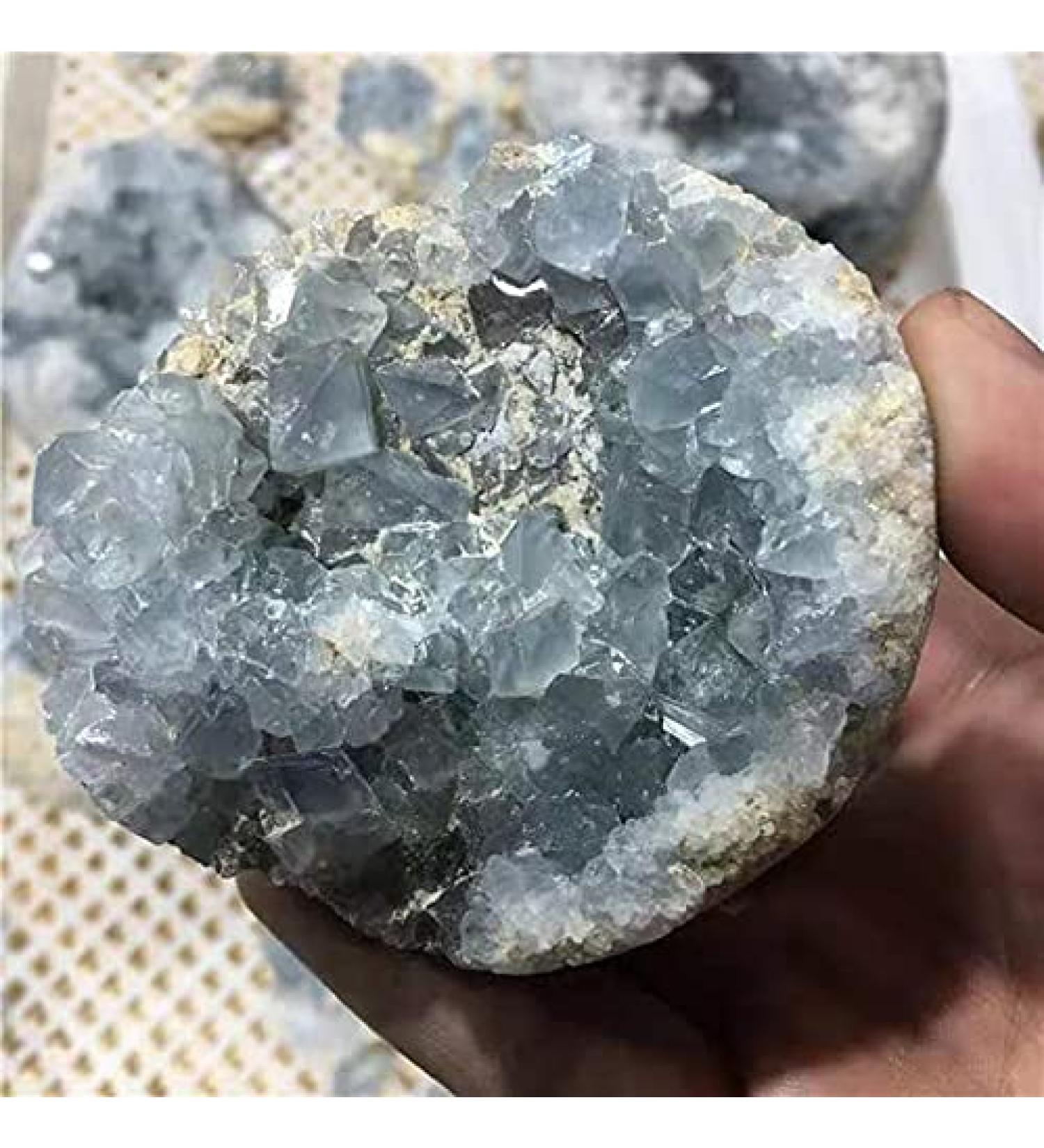 1pc Natural Quartz Crystal Blue Celestite Cluster geodes for Home Decoration 500-600g - Buy Online on GoSupps.com