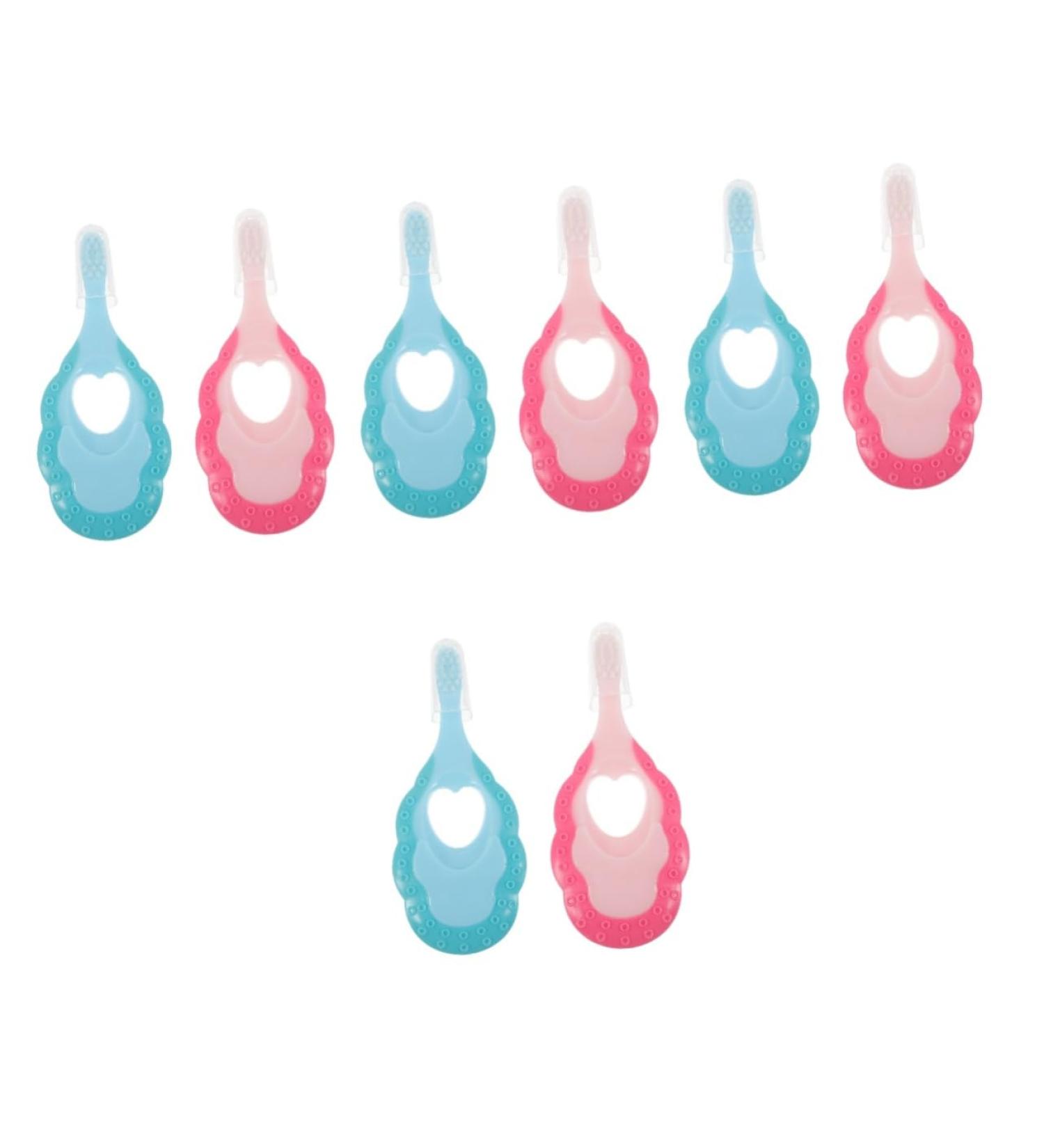 Minkissy 8 STK Baby Toothbrush Set | Soft Massage Accessories | Portable Training Toothbrush for Newborns & Toddlers - Buy Online on GoSupps.com