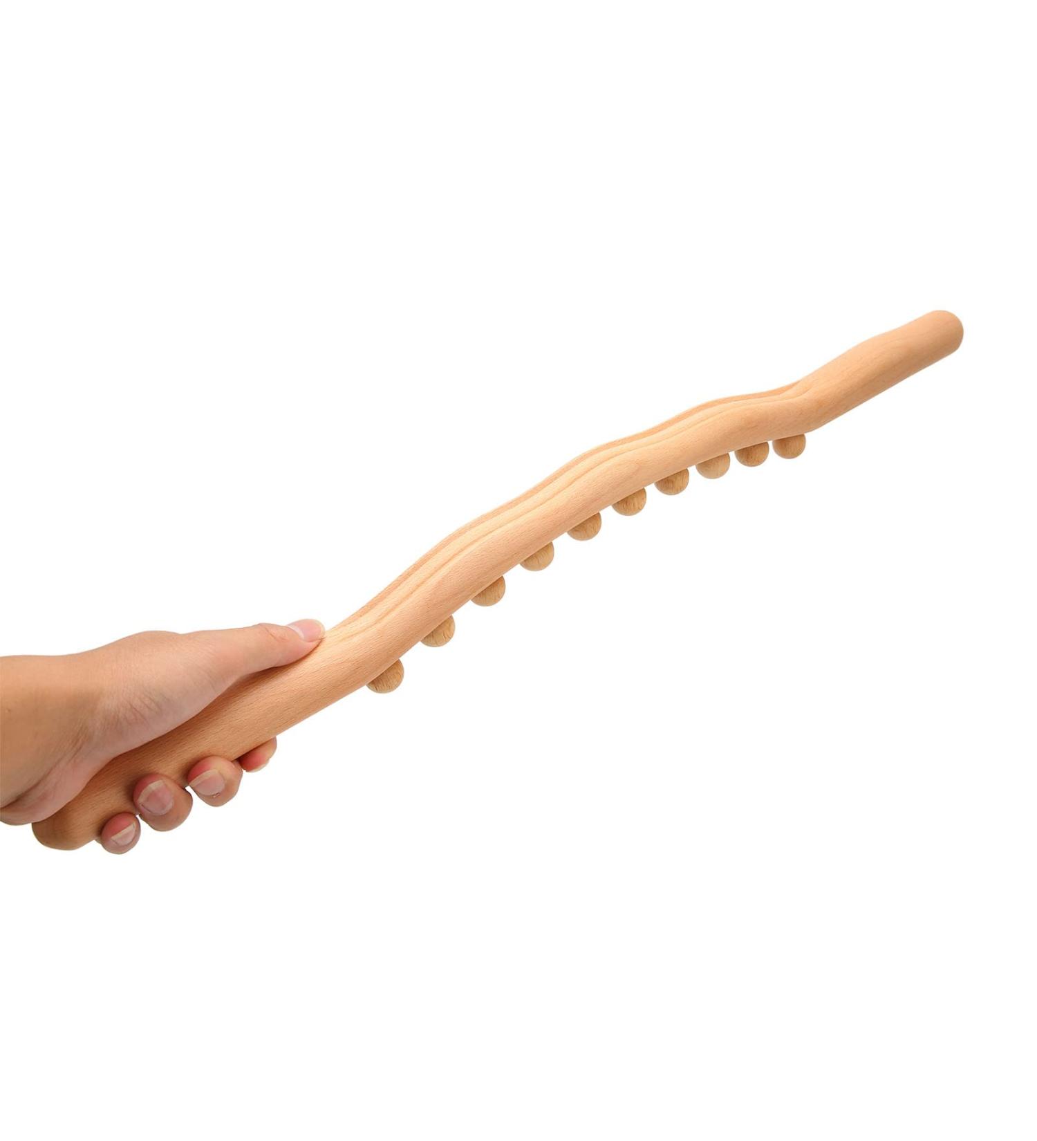 Wave Handle Massage Roller & Gua Sha Wooden Stick for Muscle Relaxation | Acupuncture & Body Scratching Tool - Shop Internationally - Buy Online on GoSupps.com
