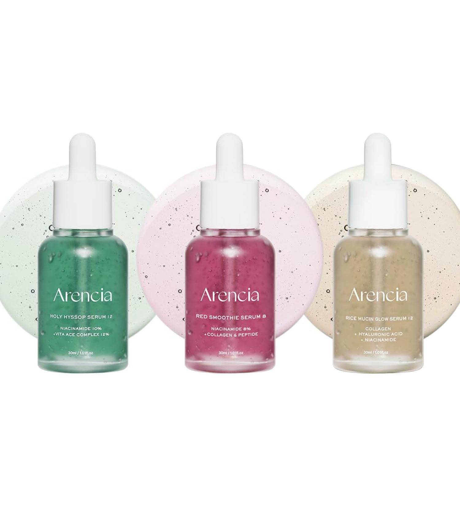 Arencia Glow Serum Best Set Hyssop + Red Collagen + Rice mucin for glass skin - Vitaminc A C E & Niacinamide &Hyaluronic Acid - Buy Online on GoSupps.com