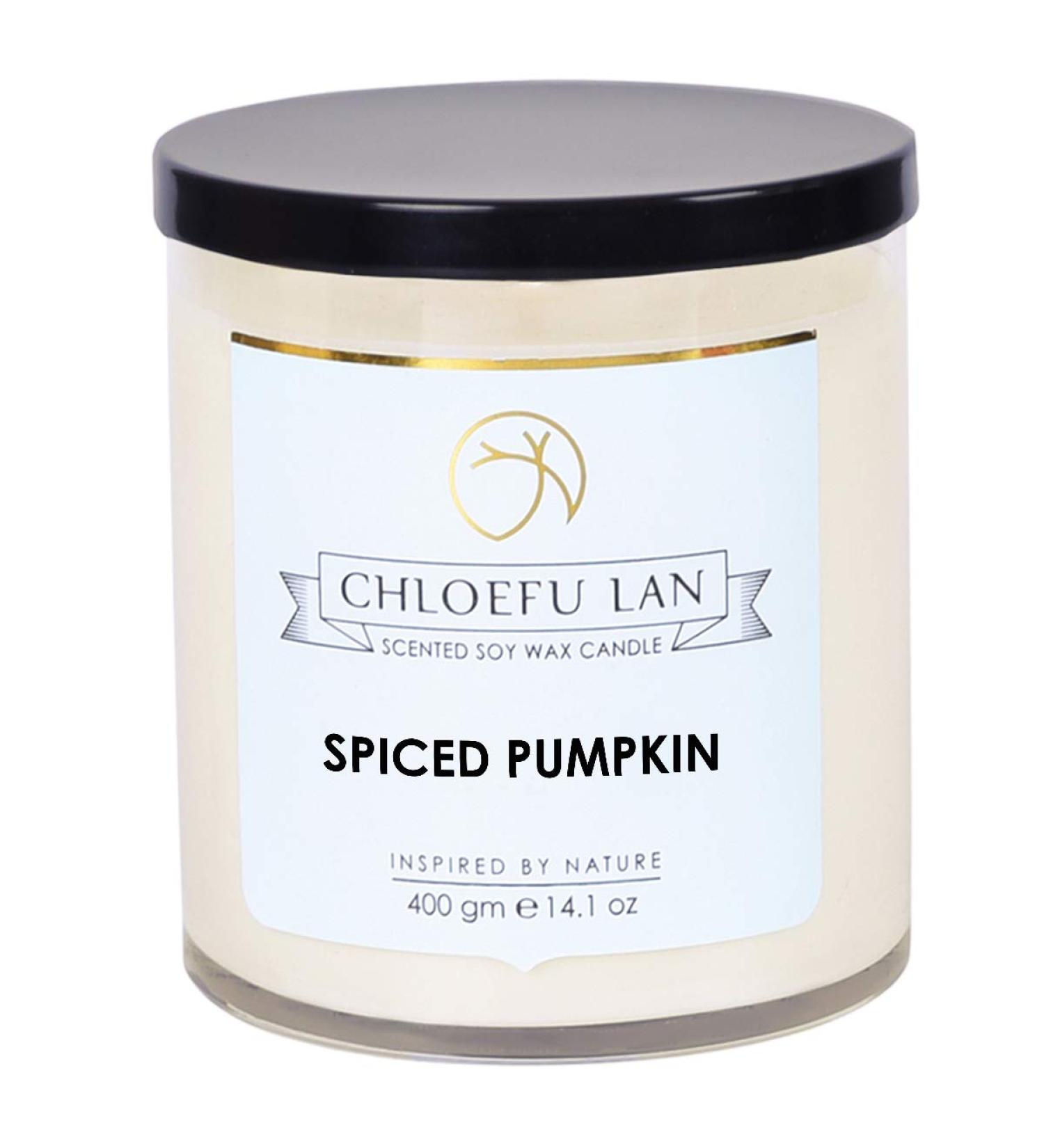 Chloefu LAN Farmhouse Spiced Pumpkin Candle - 100% Natural Soy 14.1oz Large Scented Jar - Ideal Home Gift for Fall & Halloween - Buy Online on GoSupps.com