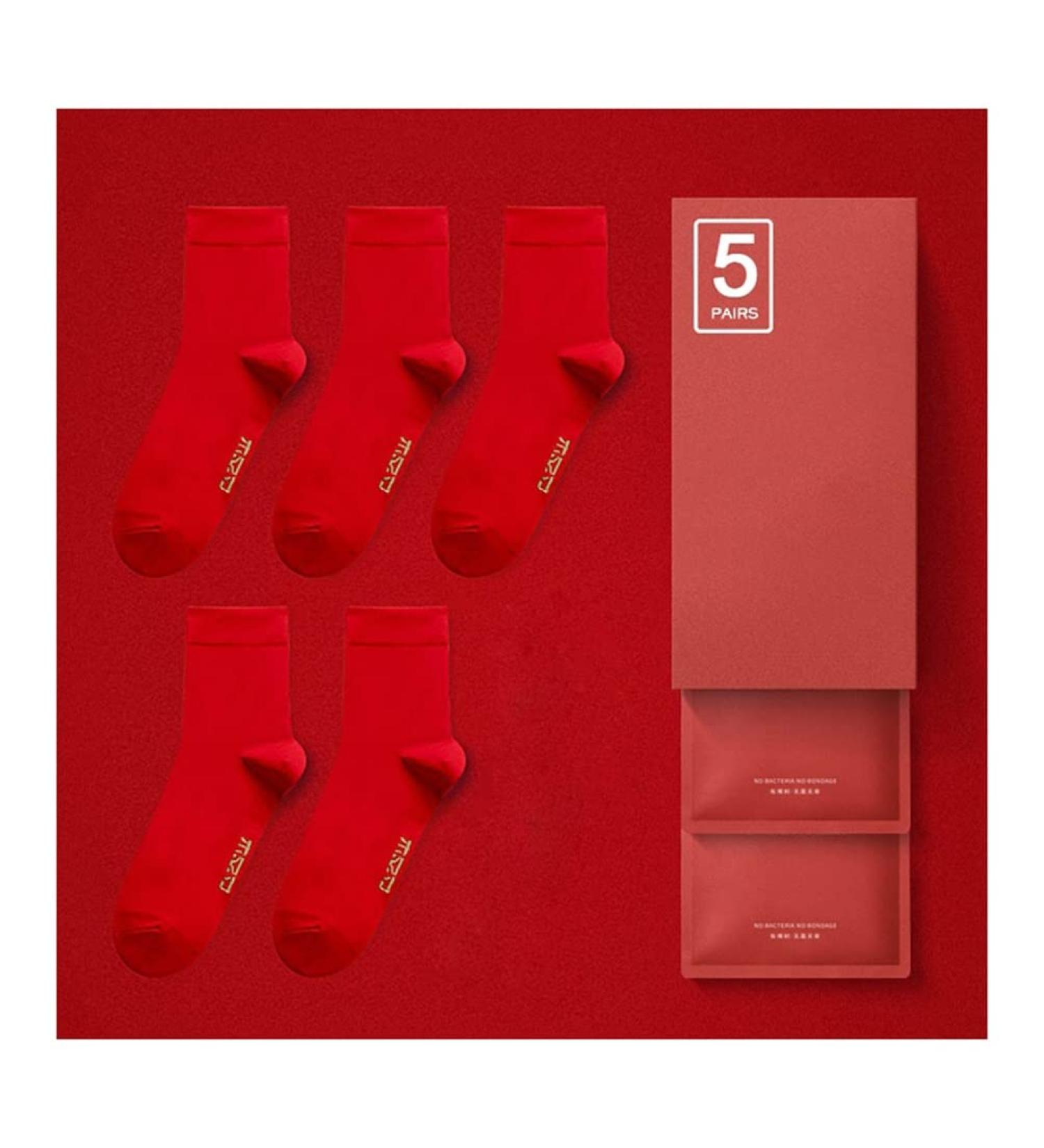 Chinese New Year Red 2022 Men's Sports Cotton Socks - 5 Pairs (Size 42-46) - Buy Online on GoSupps.com