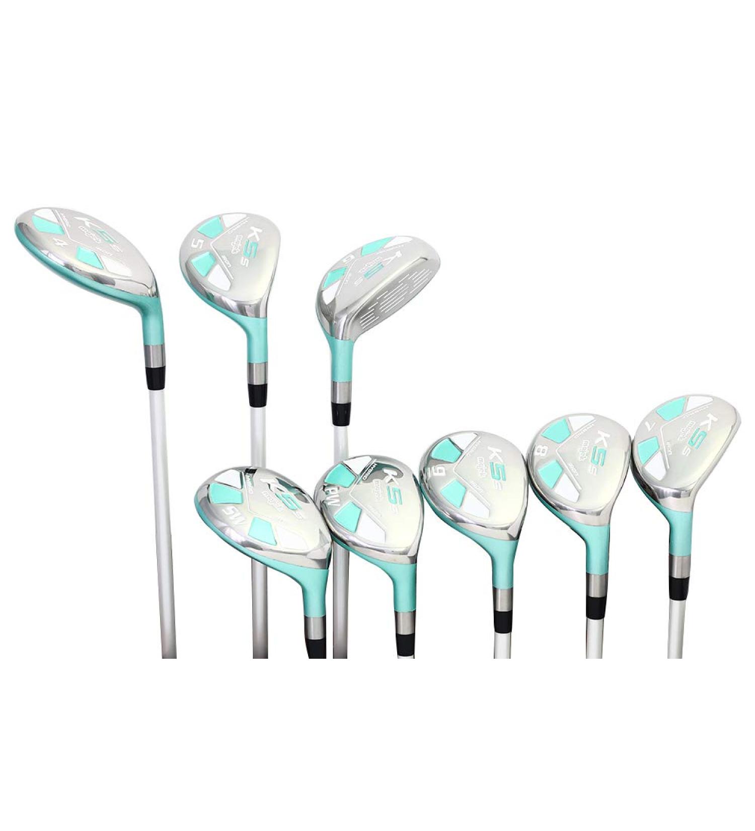 Majek Seafoam Teal Women's Golf Hybrids Irons Set - Ultra Light Weight & Forgiving Complete Package with Lady Flex Utility Clubs - Buy Online on GoSupps.com