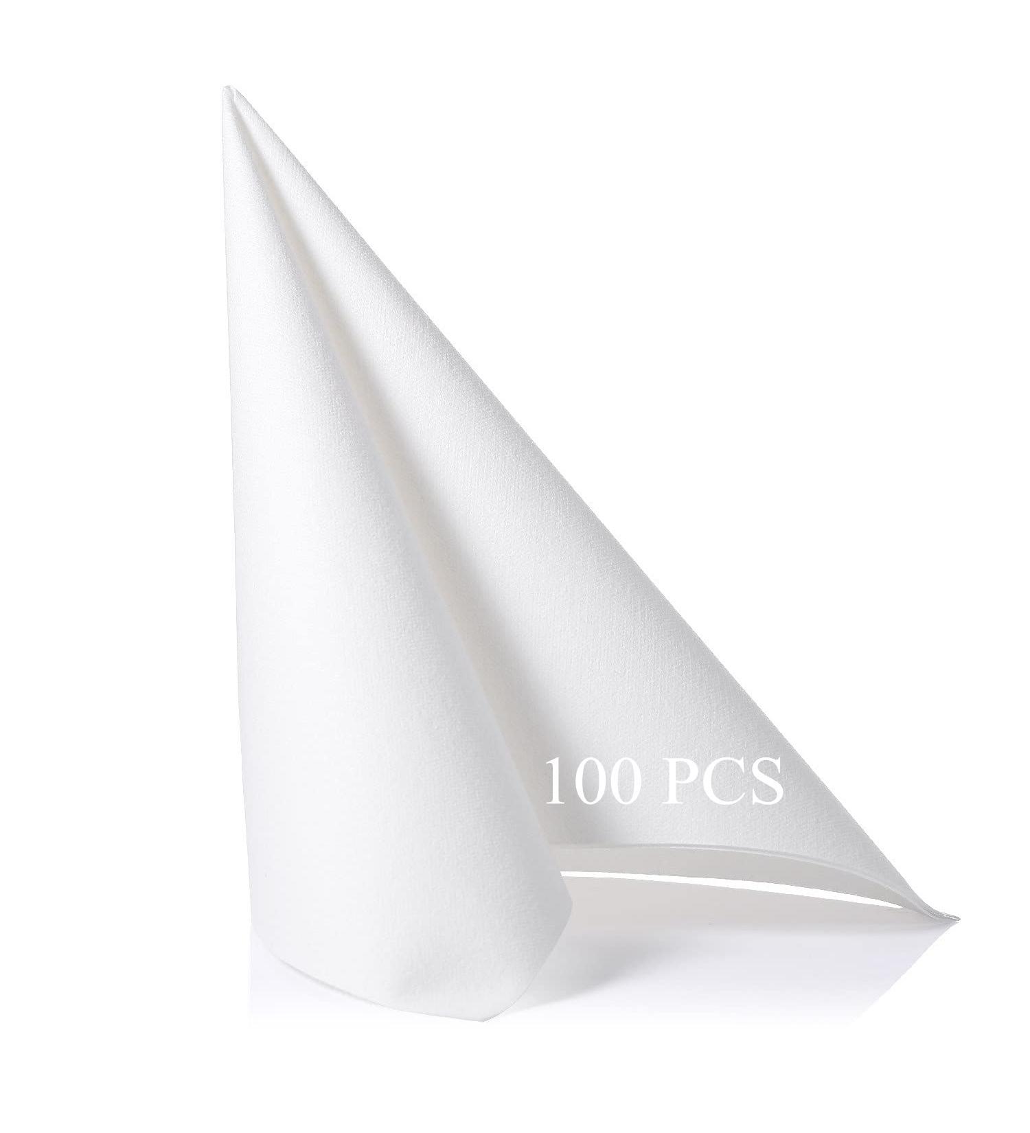 LEKOCH 100 PCs Premium High-Quality White Napkins | Disposable Airlaid 40x40 Wedding Napkins - Ideal for Events & Parties - Buy Online on GoSupps.com