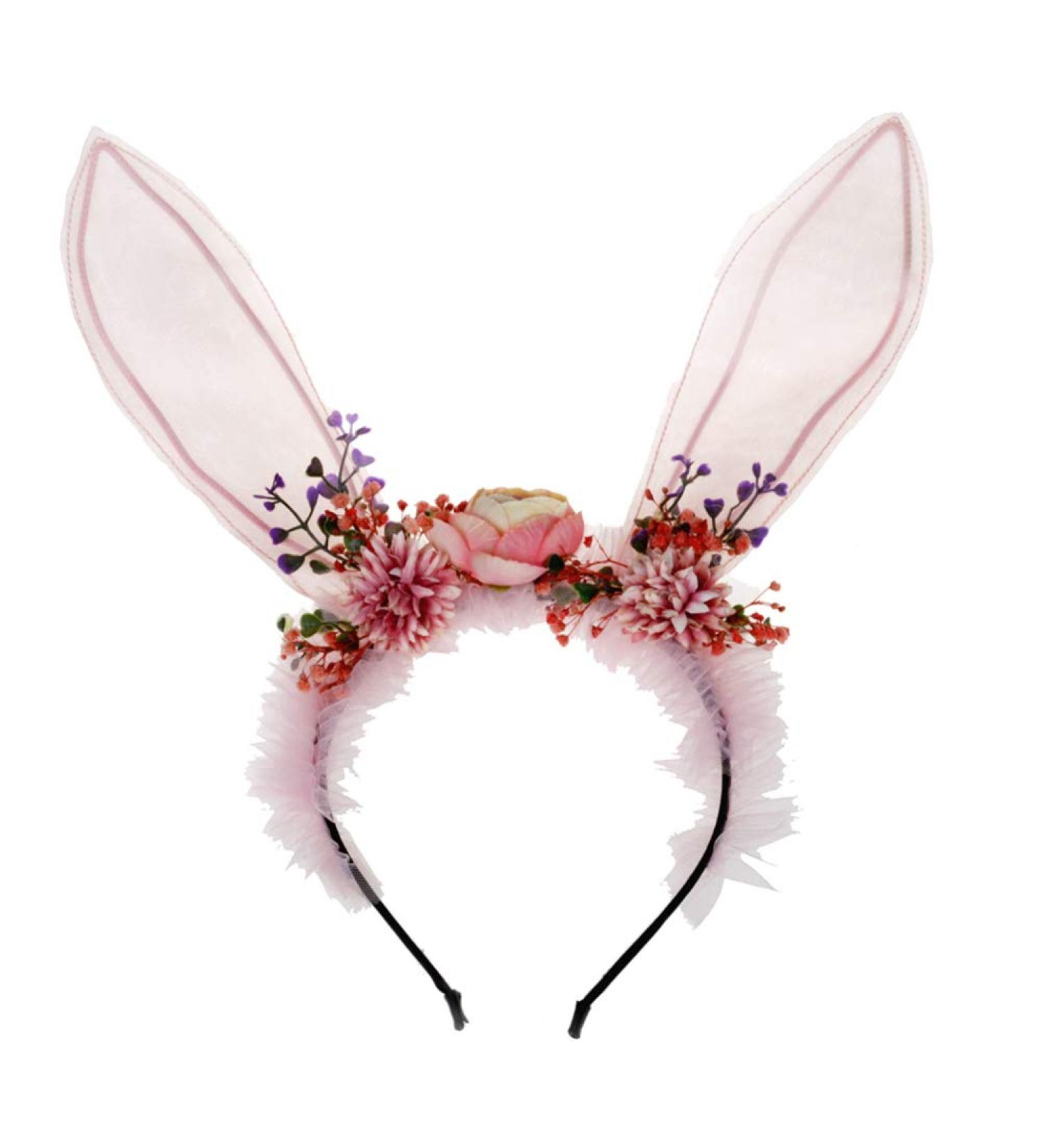 Lurrose Long Bunny Ear Headband Flower Hairbands Easter Hair Accessory Rabbit Ear Hair Hoop Party Favors Headwear for Children Women Kids - Buy Online on GoSupps.com