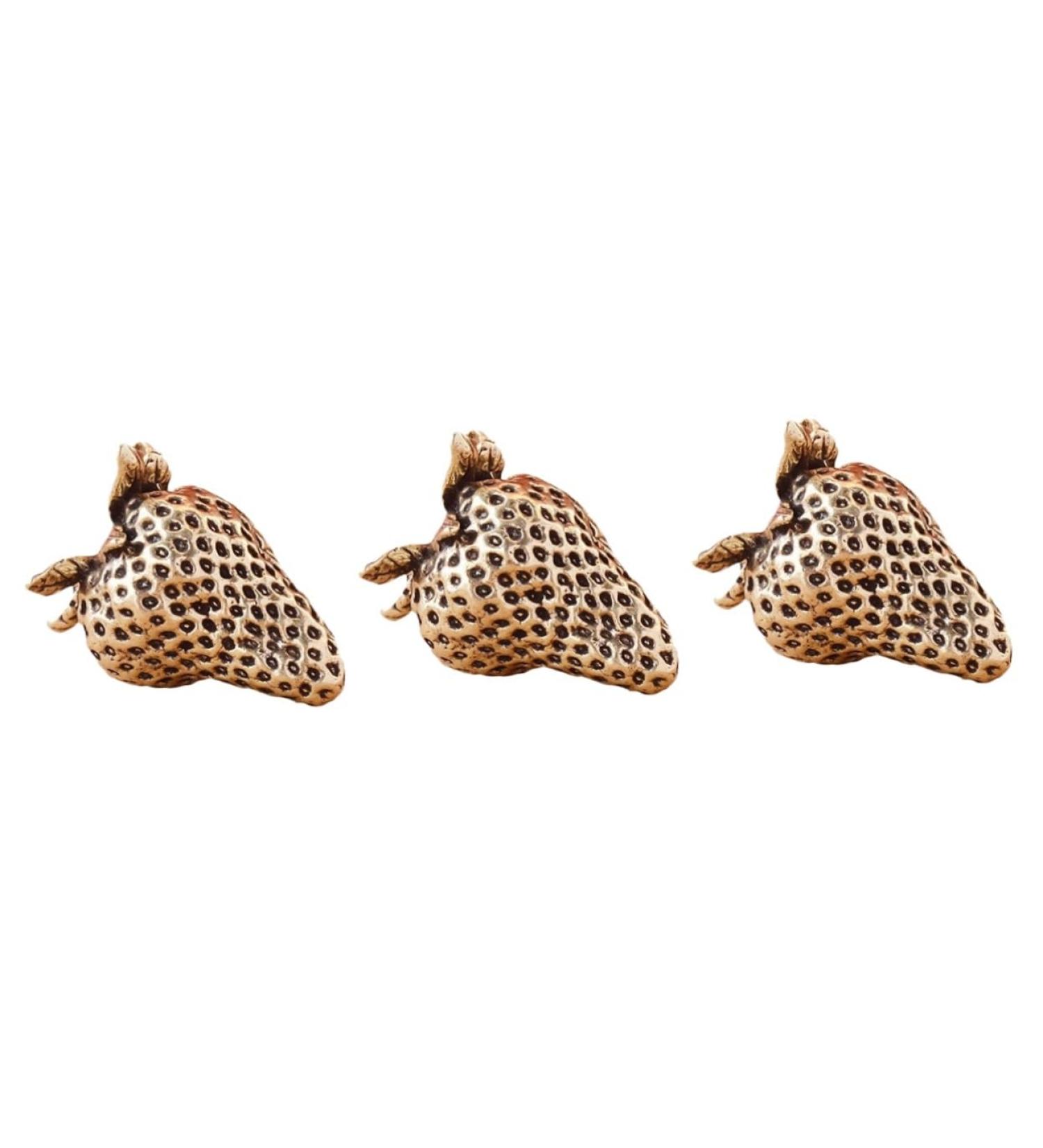 Warmhm 3pcs Brass Strawberry Home Decor Statue Strawberry Decor Brass Adornment Strawberry Ornament Brass Fruit Ornament Small Desktop Decor Brass Figurine Brass Decor Ornaments Delicate Goldenx3pcs 4.50X3.50X3.50CMx3pcs - Buy Online on GoSupps.com