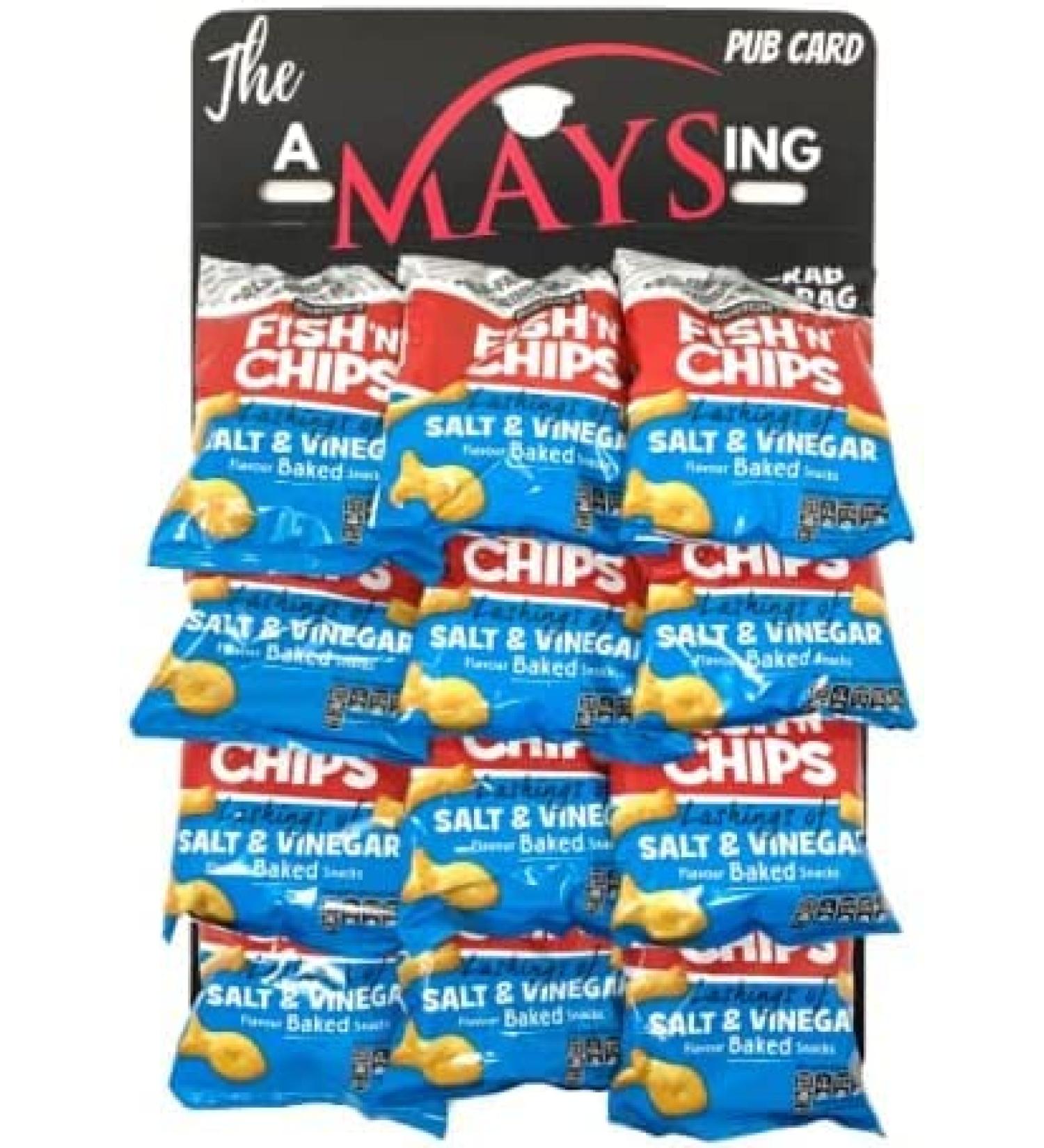 Burtons Daily Fish n Chips Salt & Vinegar Snacks Biscuits 12 x 25g on 'AMaysing' Pub Card - Buy Online on GoSupps.com