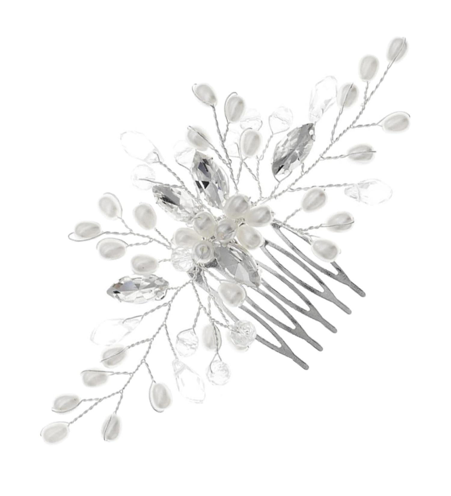 Ipetboom Bridal Pearl Comb Hair Comb for Girls Bride Hair Clip Girl Hair Clips Rhinestone Hair Comb Clip Pearl Hair Comb Pearl Hair Clips Bridal Tiara Accessories Women's Wedding Zinc Alloy - Buy Online on GoSupps.com