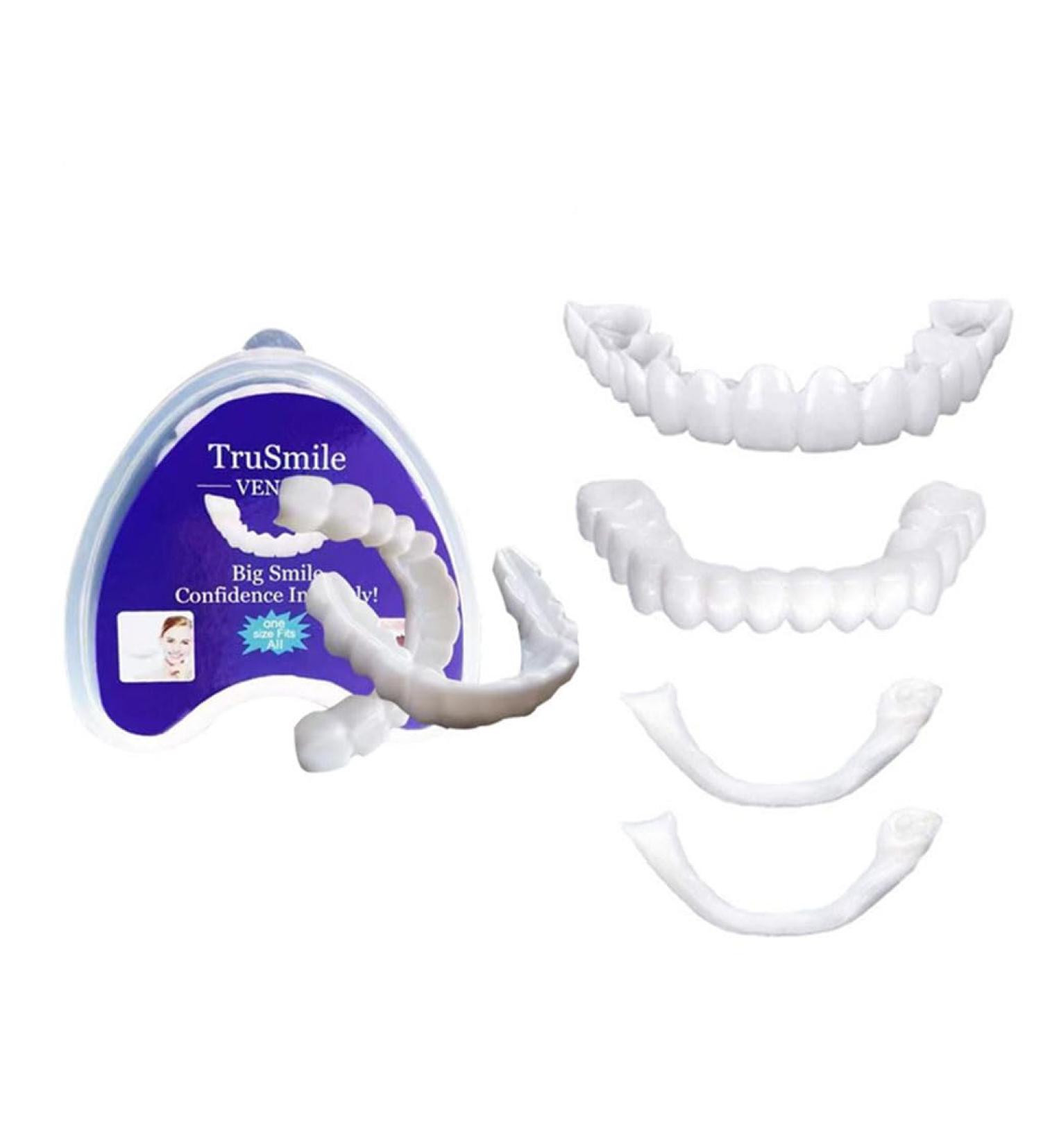 2 Pairs of Fake Teeth Veneers - Instant Comfort Cosmetic Teeth for Men & Women | Teeth Whitening & Covering Bad Teeth - Buy Online on GoSupps.com