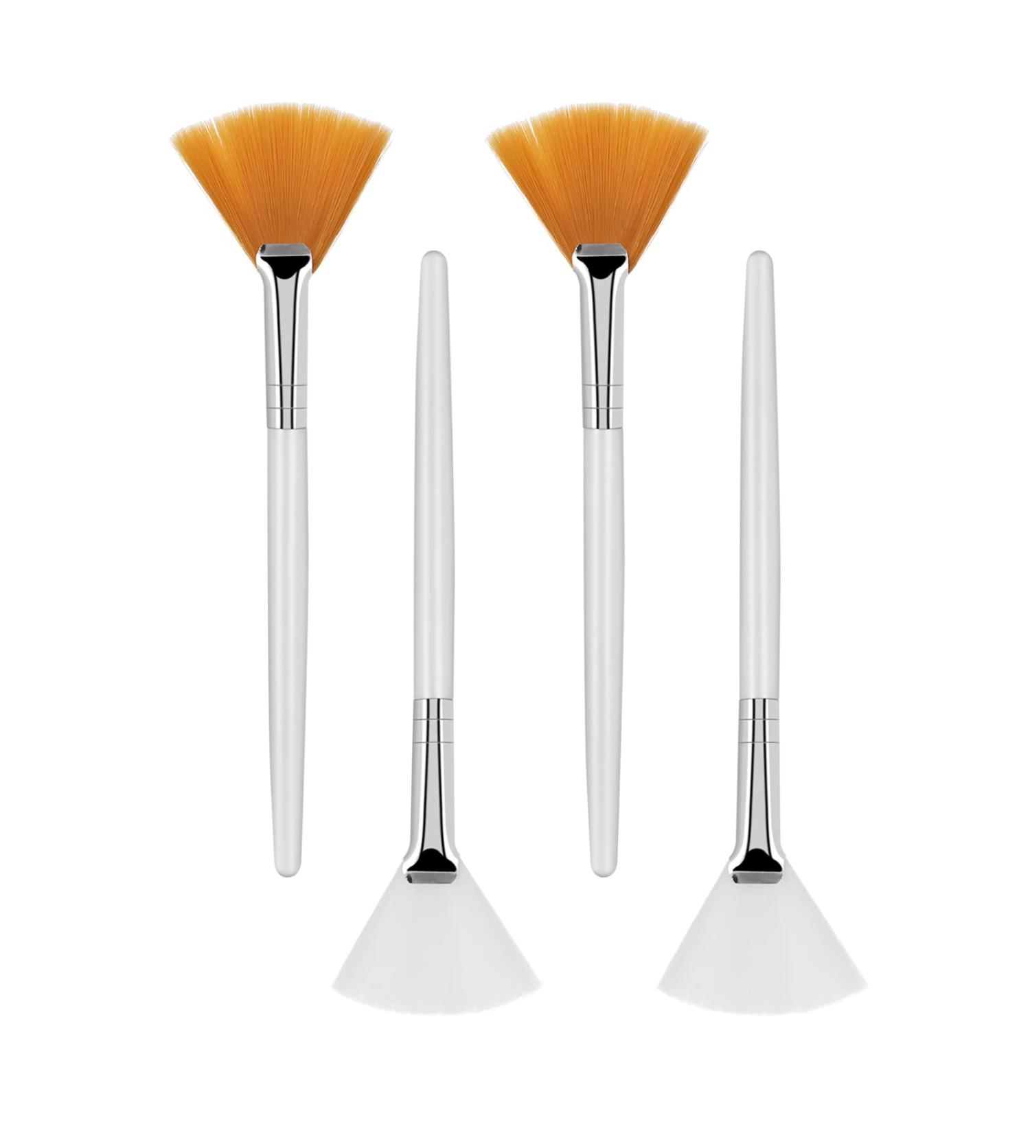 Sibba 4 Pcs Facial brushes Fan Brushes Acid Applicator Brush Makeup Brush with Clear Plastic Handle Cosmetic Applying tools for Mud Face Cream (4PCS) - Buy Online on GoSupps.com
