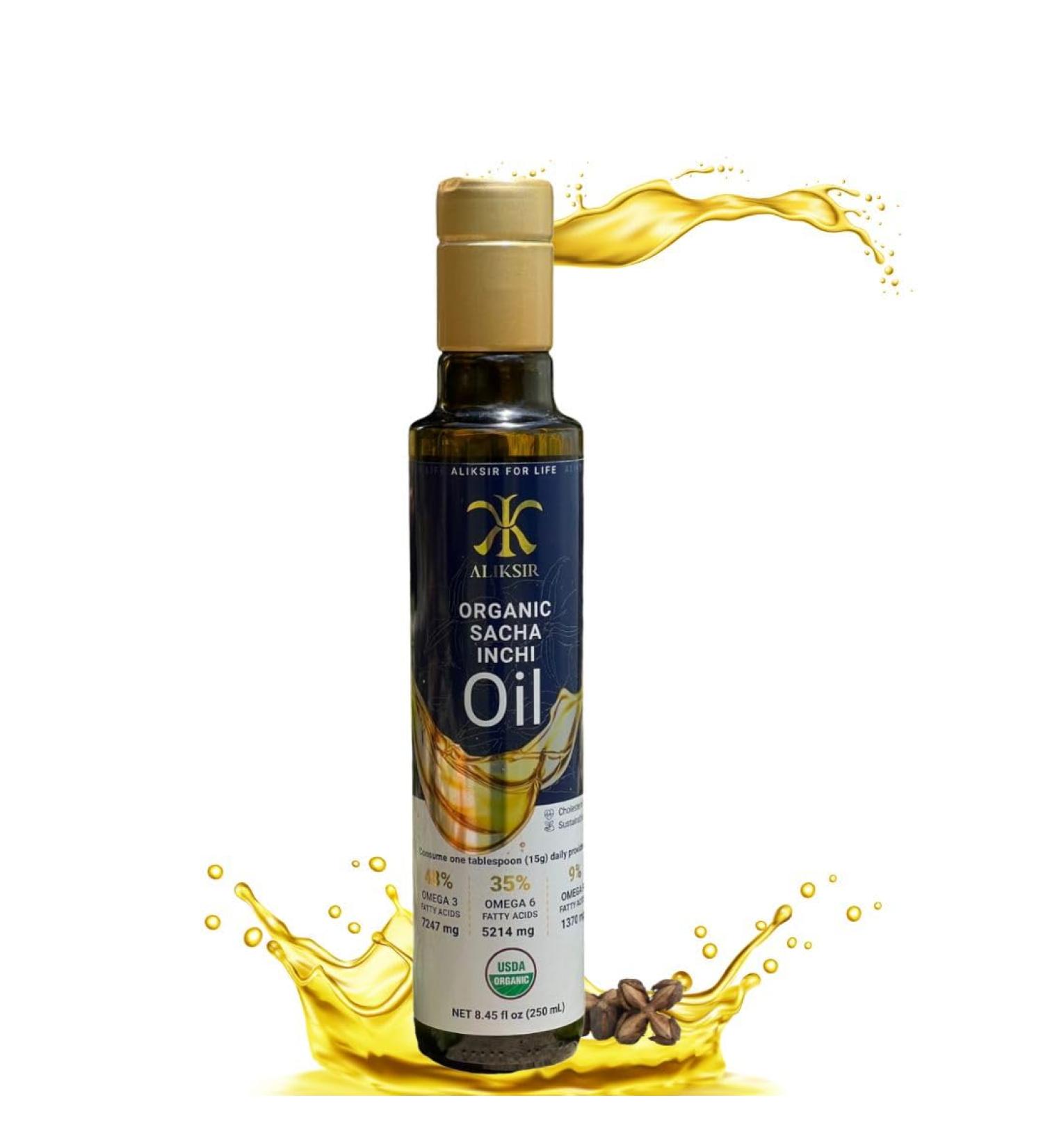 Organic Sacha Inchi Oil Amazonian seed Extra Virgin 100% Natural High Omega 3 (7247 mg) Omega 6 (5214 mg) Omega 9 (1370 mg) Cold Pressed with Vitamin E - antidioxidants that help you hair nails and skin. - Buy Online on GoSupps.com