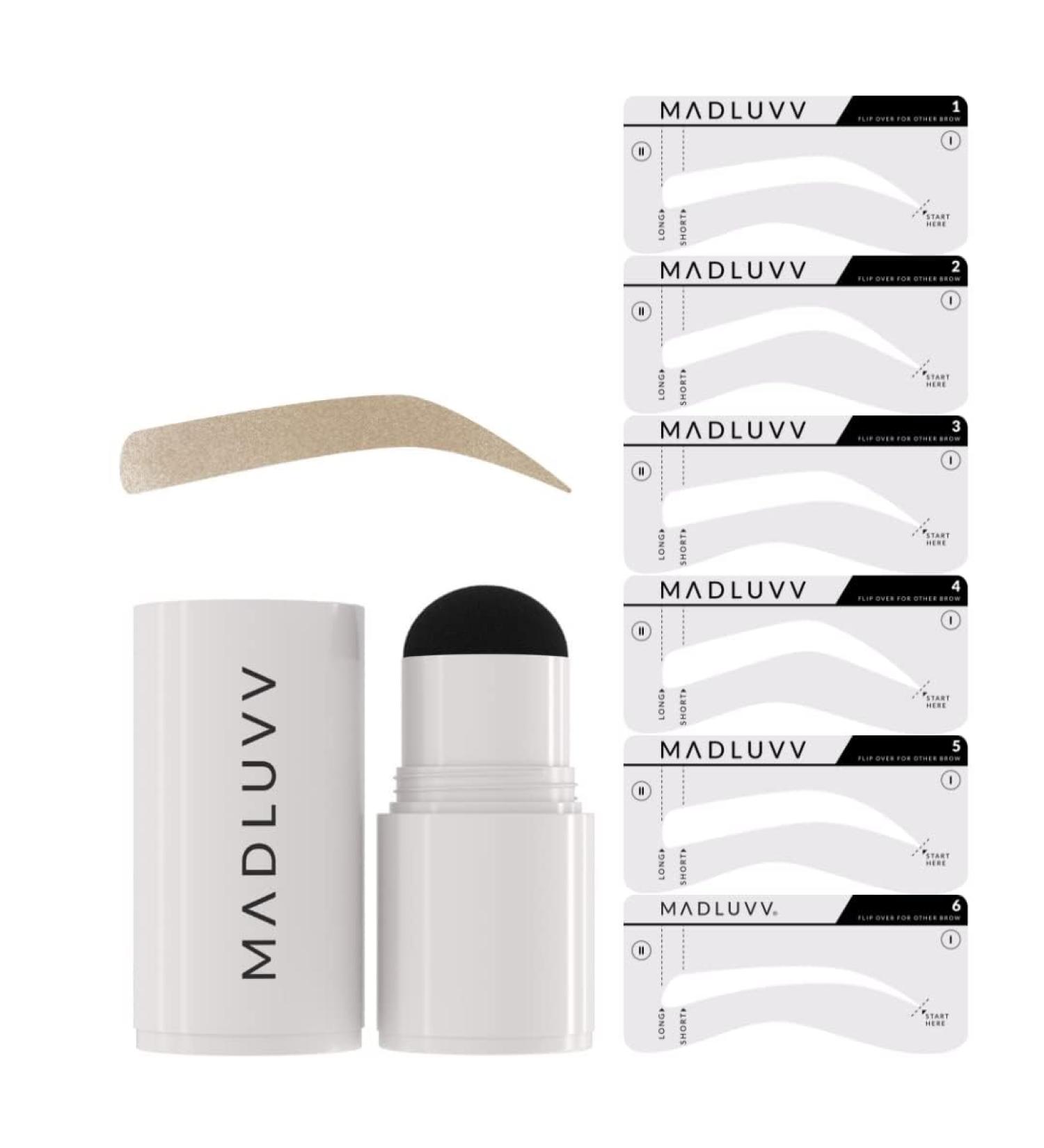 MADLUVV Eyebrow Stencil Kit - Easy-to-Use Natural Look 6 Shapes Professional Quality - Includes Stamp Stencils Spoolie & Travel Bag (Blonde) - International Shipping Available - Buy Online on GoSupps.com