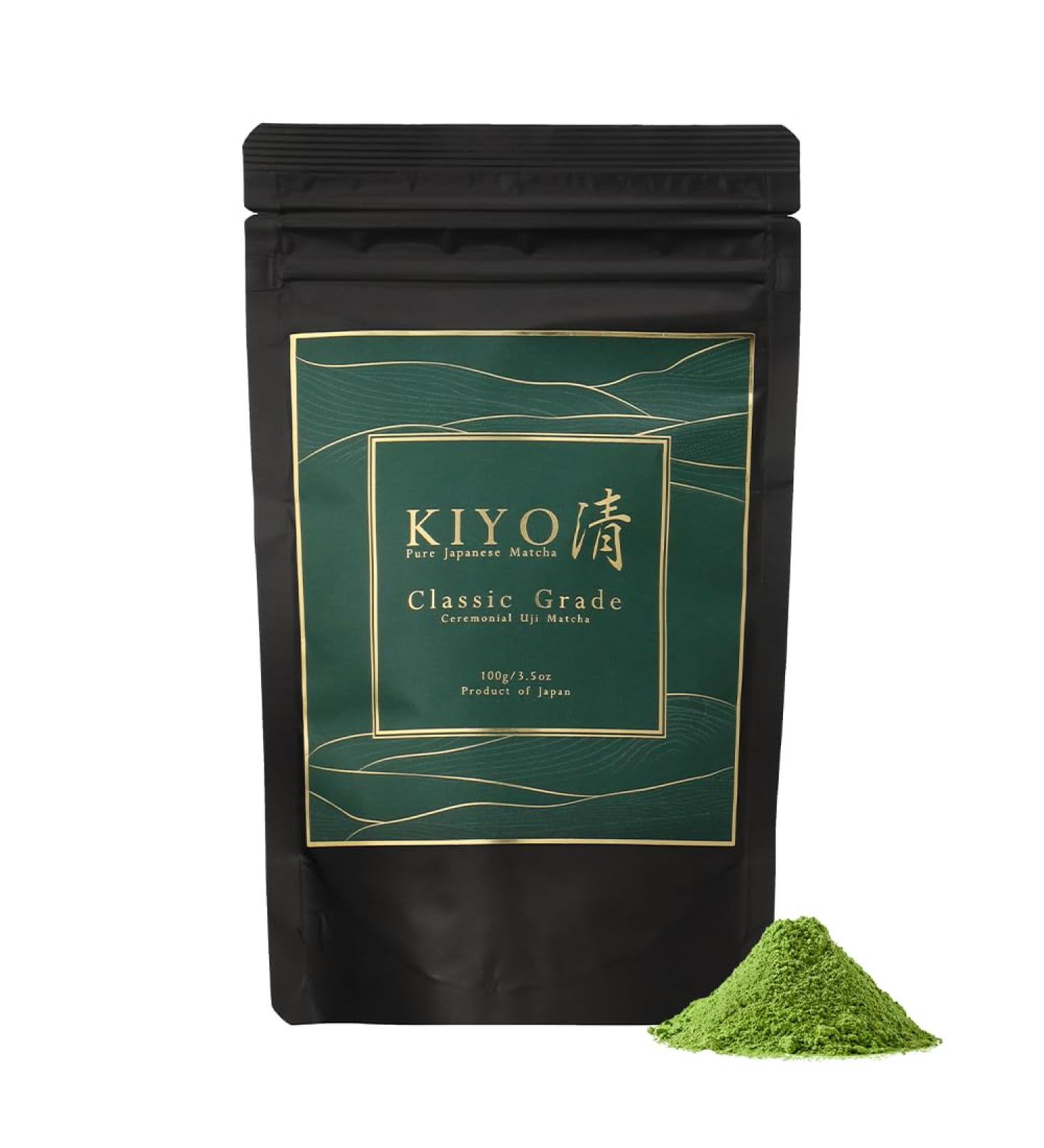 Kiyo Matcha Classic Grade Ceremonial Uji Matcha - Pure Japanese First Harvest Ceremonial Grade Matcha Green Tea Powder from Uji Japan (100g/3.5oz) - Buy Online on GoSupps.com