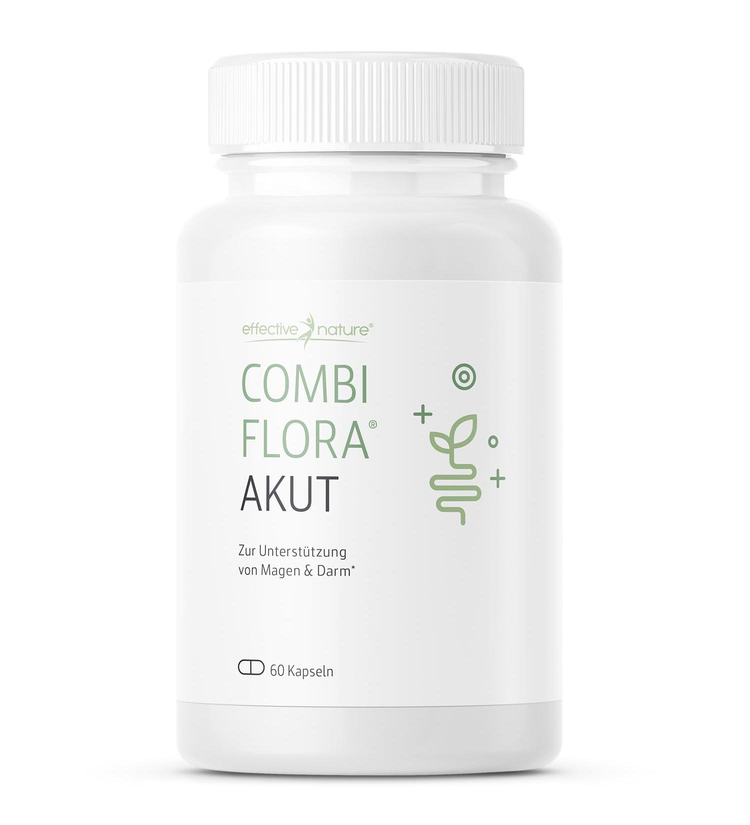 Effective Nature Combi Flora Acute - 60 Capsules for Stomach & Intestine Support | Probiotic Formula with Plant Extracts & Biotin - International Shipping Available - Buy Online on GoSupps.com