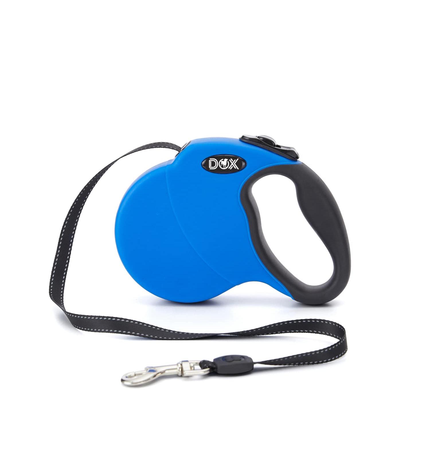 Ddoxx Dog Leash - Reflective Nylon Bite-Proof Roller Break & Lock System 4m for Dogs Up to 10kg - Blue - Buy Online on GoSupps.com