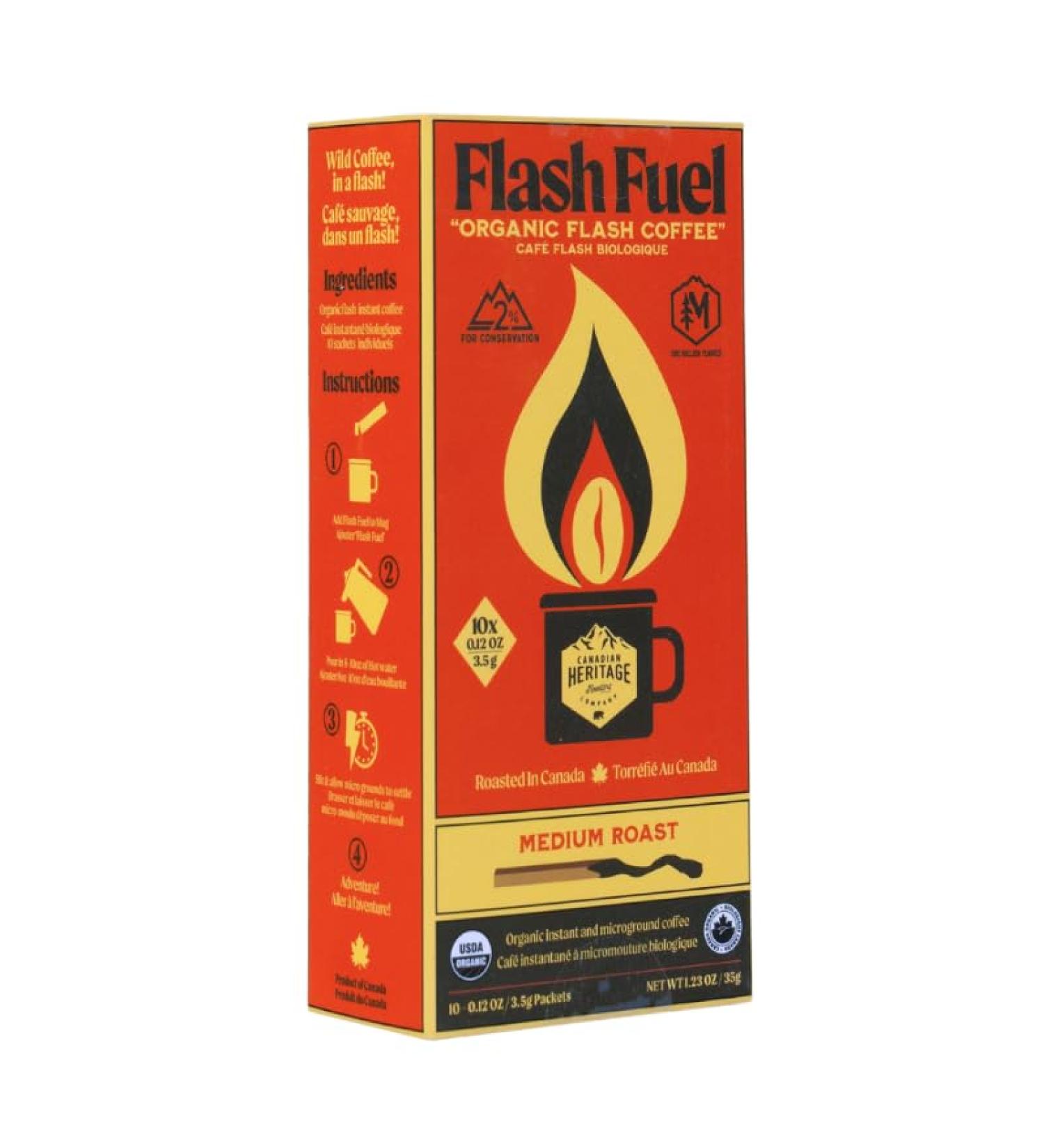 Flash Fuel Organic Instant Coffee - Medium Roast Coffee - Wild coffee in a flash - Perfect for hunting camping or on the go - Single serve sticks (3.5g x 10 sachets) Medium Roast 35 g (Pack of 1) - Buy Online on GoSupps.com