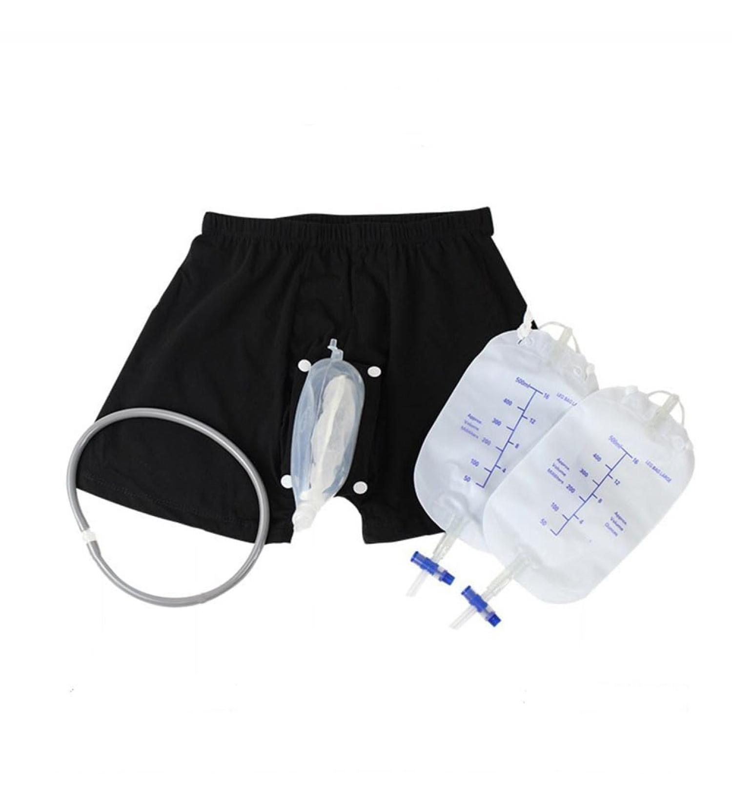 Wearable Incontinence Pants Wearable Urine Bag Incontinence Pants for Men Reusable Male Urinal Leg Bag Silicone Urine Funnel Holder Collector with Catheter S Small - Buy Online on GoSupps.com