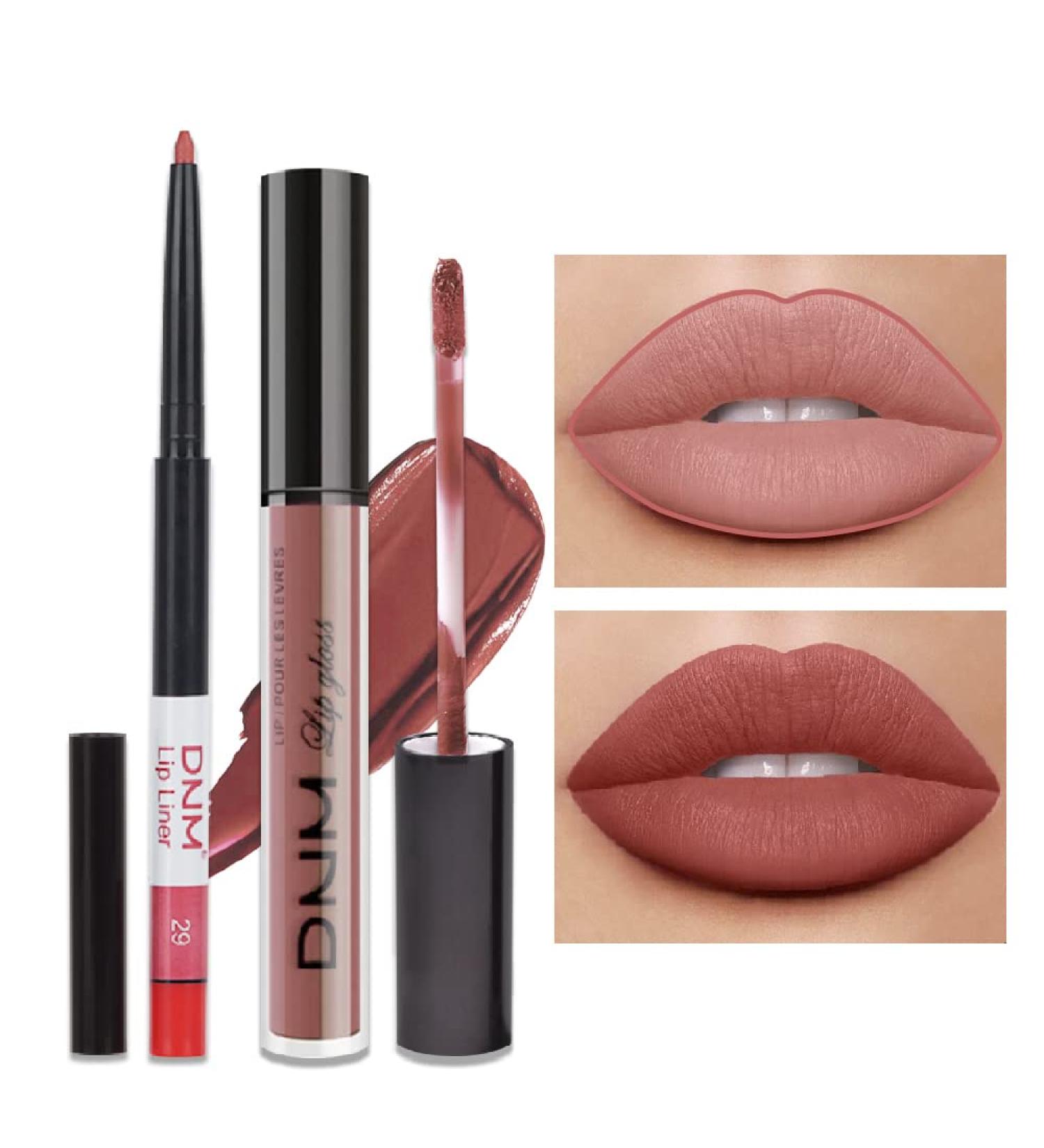 Matte Light Rosey Nude Lip Liner & Lipstick Set | 24H Waterproof Liquid Lipstick & Liner | Long-Lasting Seductress N29 - Buy Online on GoSupps.com