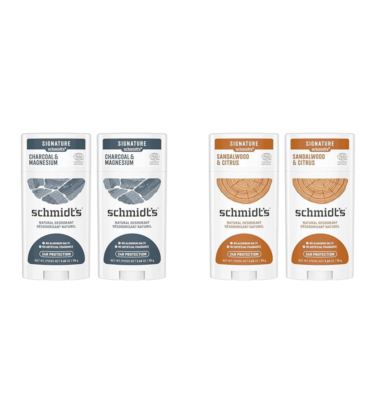Schmidt's Aluminum Free Natural Deodorant Charcoal & Magnesium 2 Count For Women and Men with 24 Hour Odor Protection & Aluminum Free Natural Deodorant - Buy Online on GoSupps.com