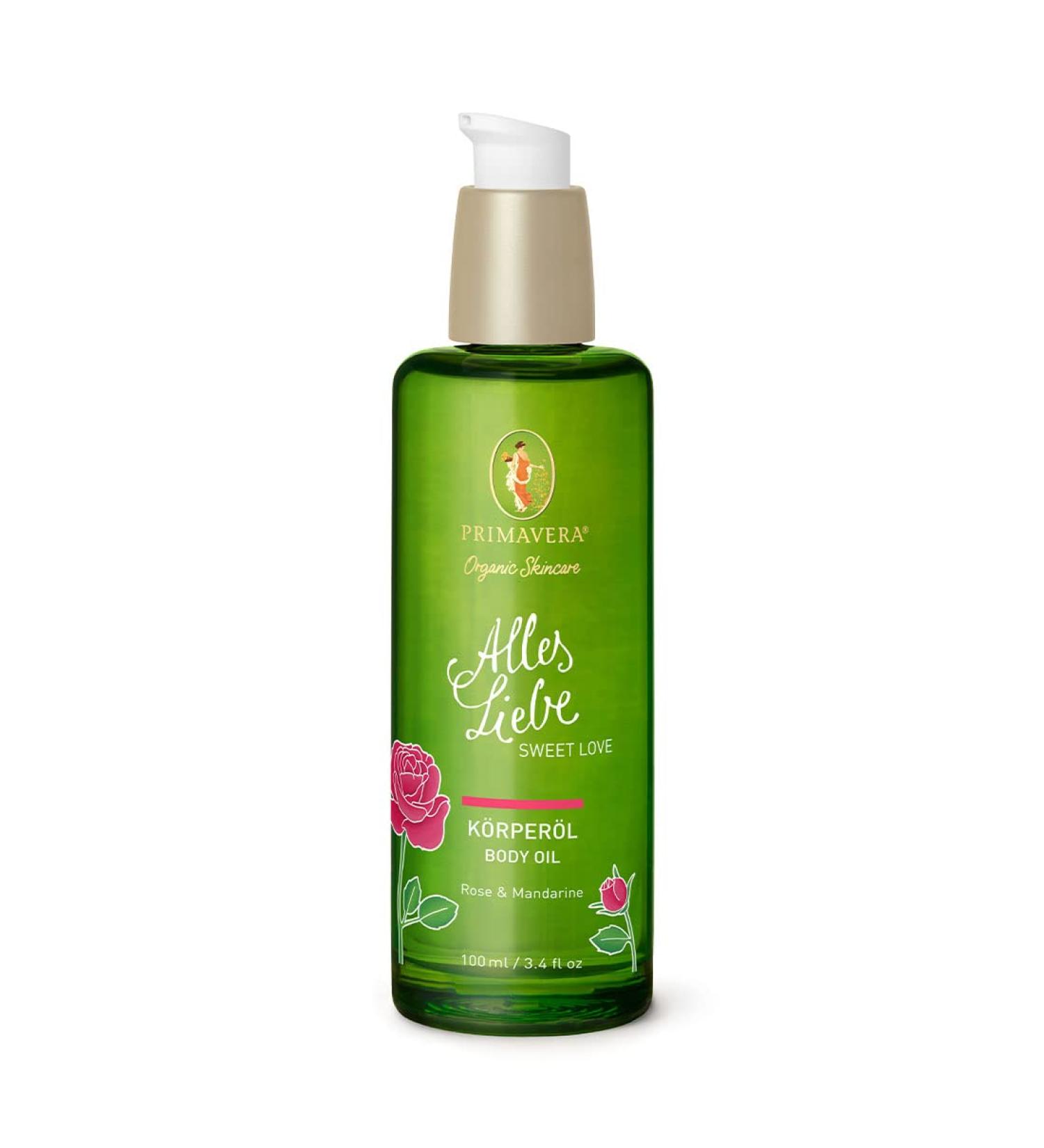 PRIMAVERA Alles Liebe Body Oil 100 ml - Natural Cosmetics - Rose Mandarin Scent - Nourishing Vegan - Buy Online on GoSupps.com