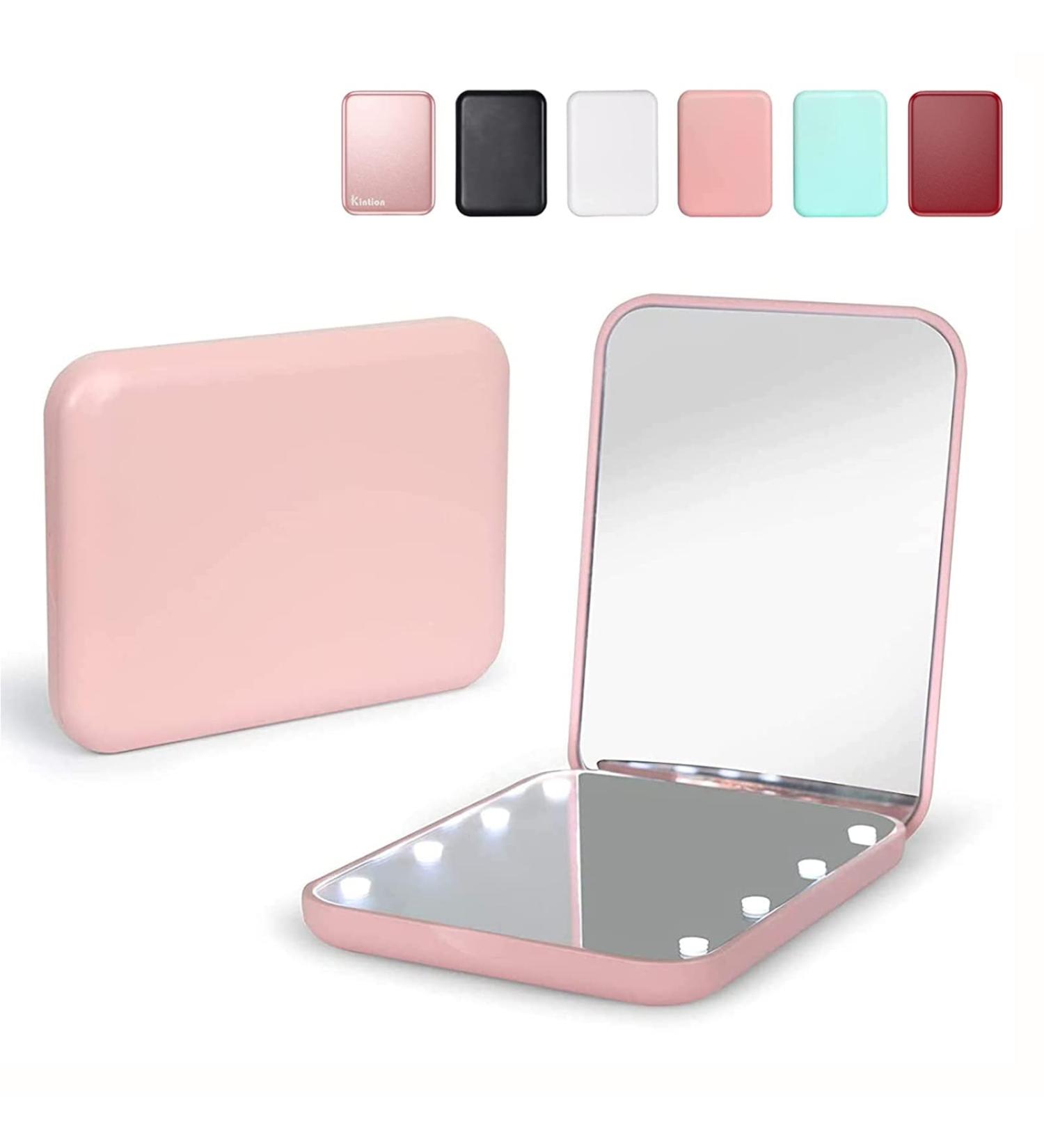 Kintion LED Compact Travel Makeup Mirror 1X/3X Magnification - Portable Handheld Purse Mirror with Light, Folding Design, Small Size - Perfect Gift - Pink - Buy Online on GoSupps.com