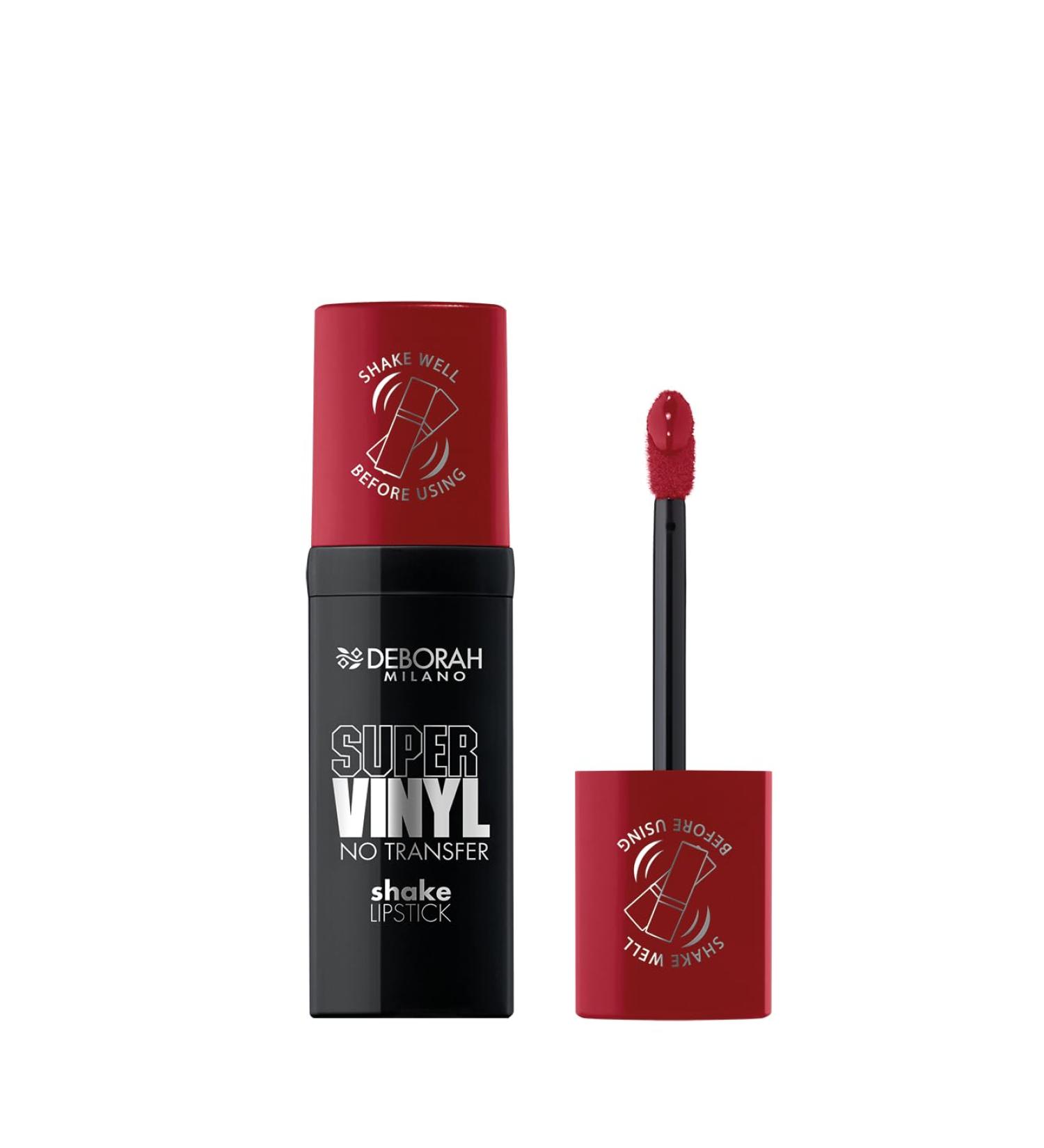  DEBORAH Deborah Milano - Super Vinyl Shake Lipstick Liquid Vinyl 5 Ruby Red Intense Colour and No Transfer Gives Flawless Vinyl Lips for Up to 16 Hours 2.5 ml - Buy Online on GoSupps.com