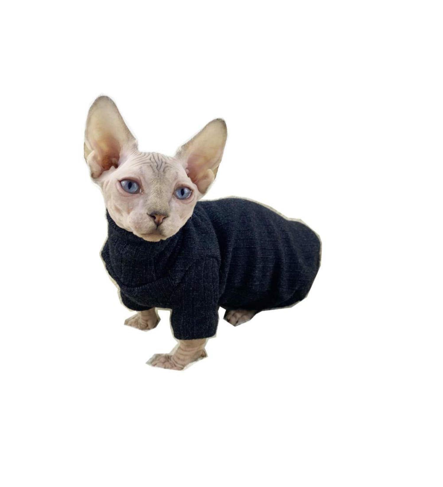 NELIT Sphynx Cat Clothes Cashmere Turtleneck Sweater Hairness Cat Clothes-black_S black S - Buy Online on GoSupps.com