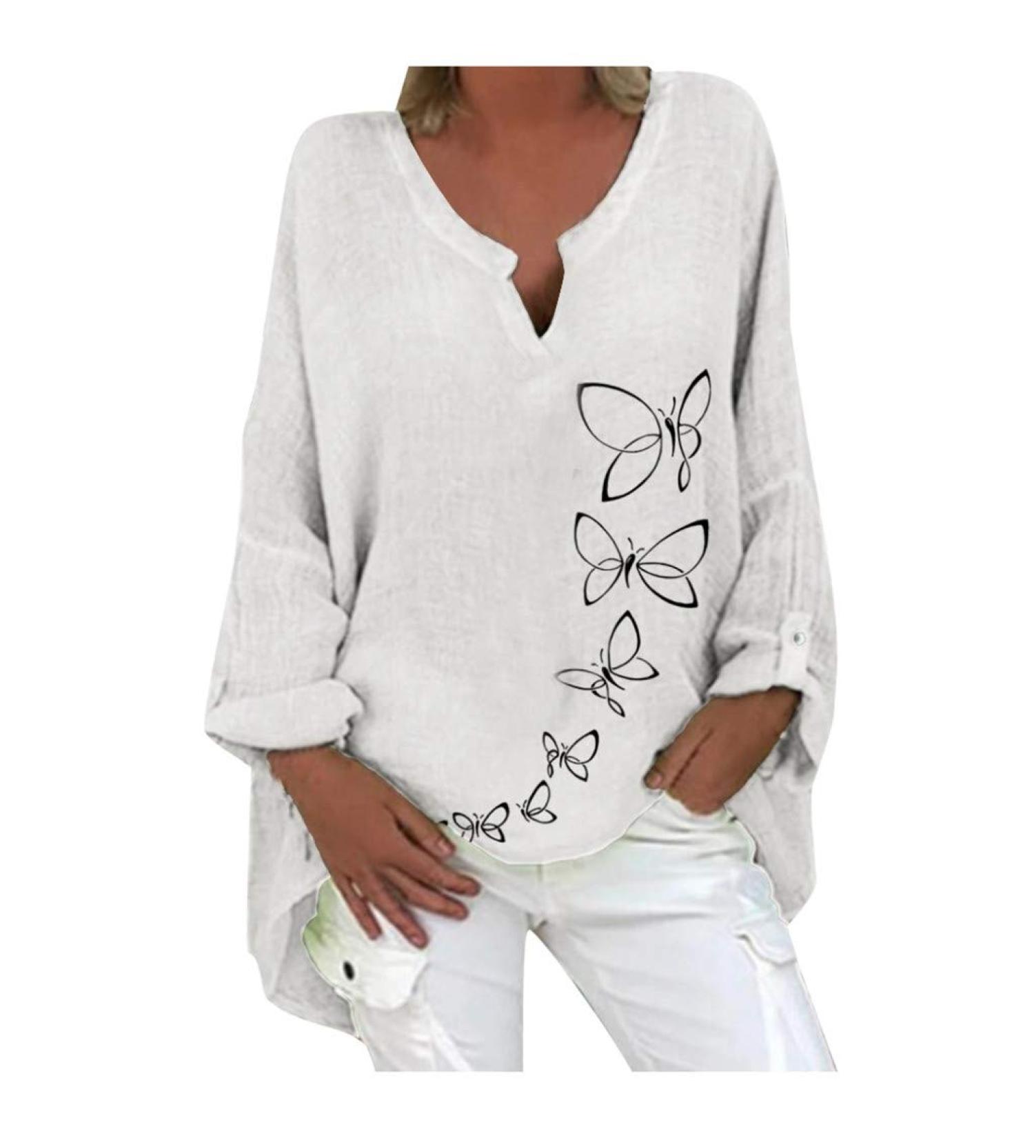 Womens Cotton Linen Crewneck Half Sleeve Button Down Casual Loose Tunic Top Oversized Basic Graphic Tees Summer Elegant Blouses Tops 1270-qppoj-white-5 XXL - Buy Online on GoSupps.com