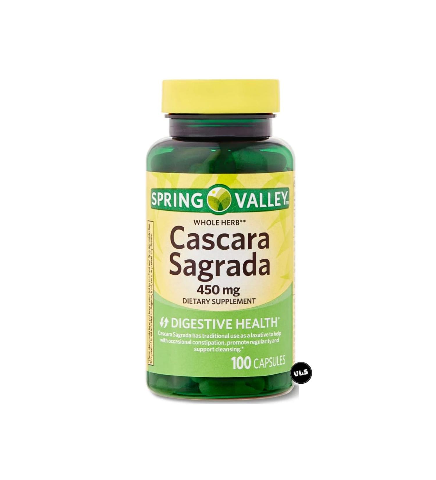 Spring Valley Cascara Sagrada Herbal Supplement | Cascara Sagrada Capsules 450mg 100 Count + VLS Sticker - Buy Online on GoSupps.com
