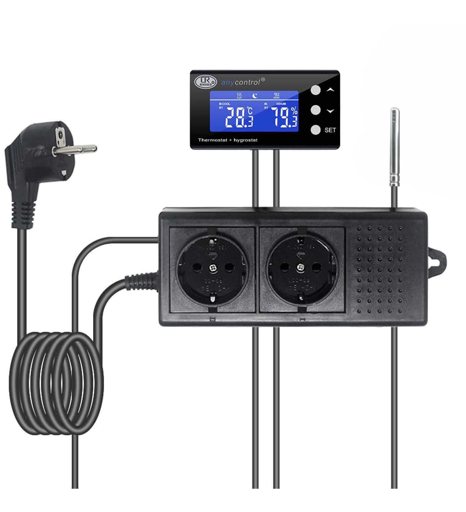 Digital 2-in-1 Thermostat Hygrostat Controller with Alarm | Day/Night Mode & External Display | Ideal for Terrariums - Buy Internationally - Buy Online on GoSupps.com
