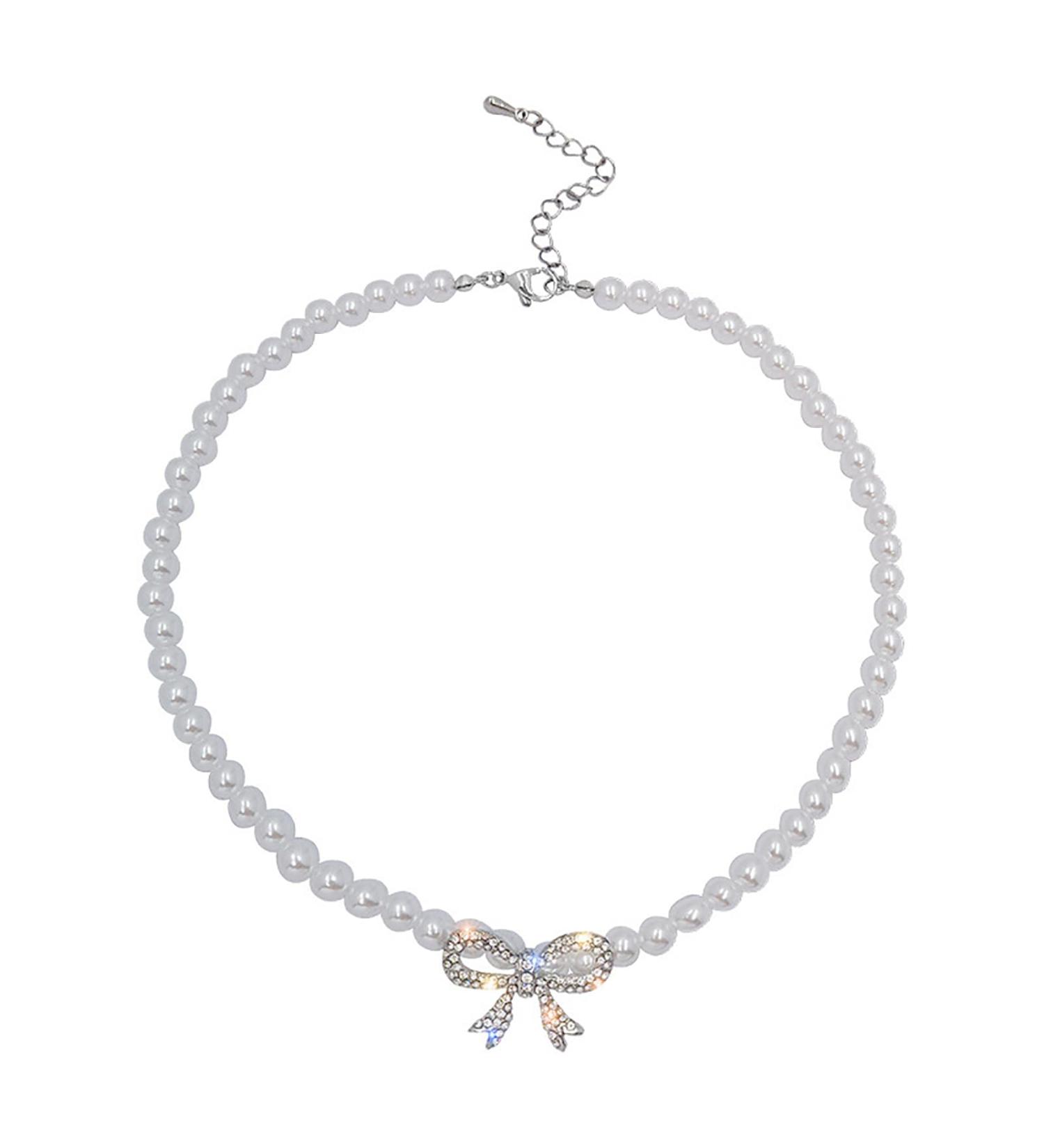 OralGos Elegant Pearl Necklace | Sparkling Bowknot Fashion Jewelry for Any Occasion - International Shipping - Buy Online on GoSupps.com