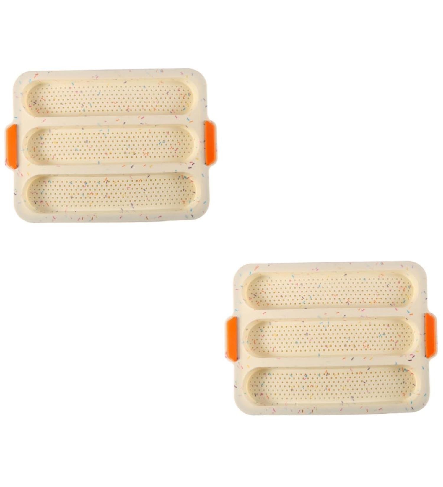 HOMSFOU 2 Pcs 3 Bread Silicone Mold Bread Pan Forms Silicone Bread Baking Trays Silicone Baking Mold Silicone Molds Loaf Pan Bread Baking Tin White Silica Gel Cake Second Generation Toast 34.5x24cmx2pcs Whitex2pcs - Buy Online on GoSupps.com