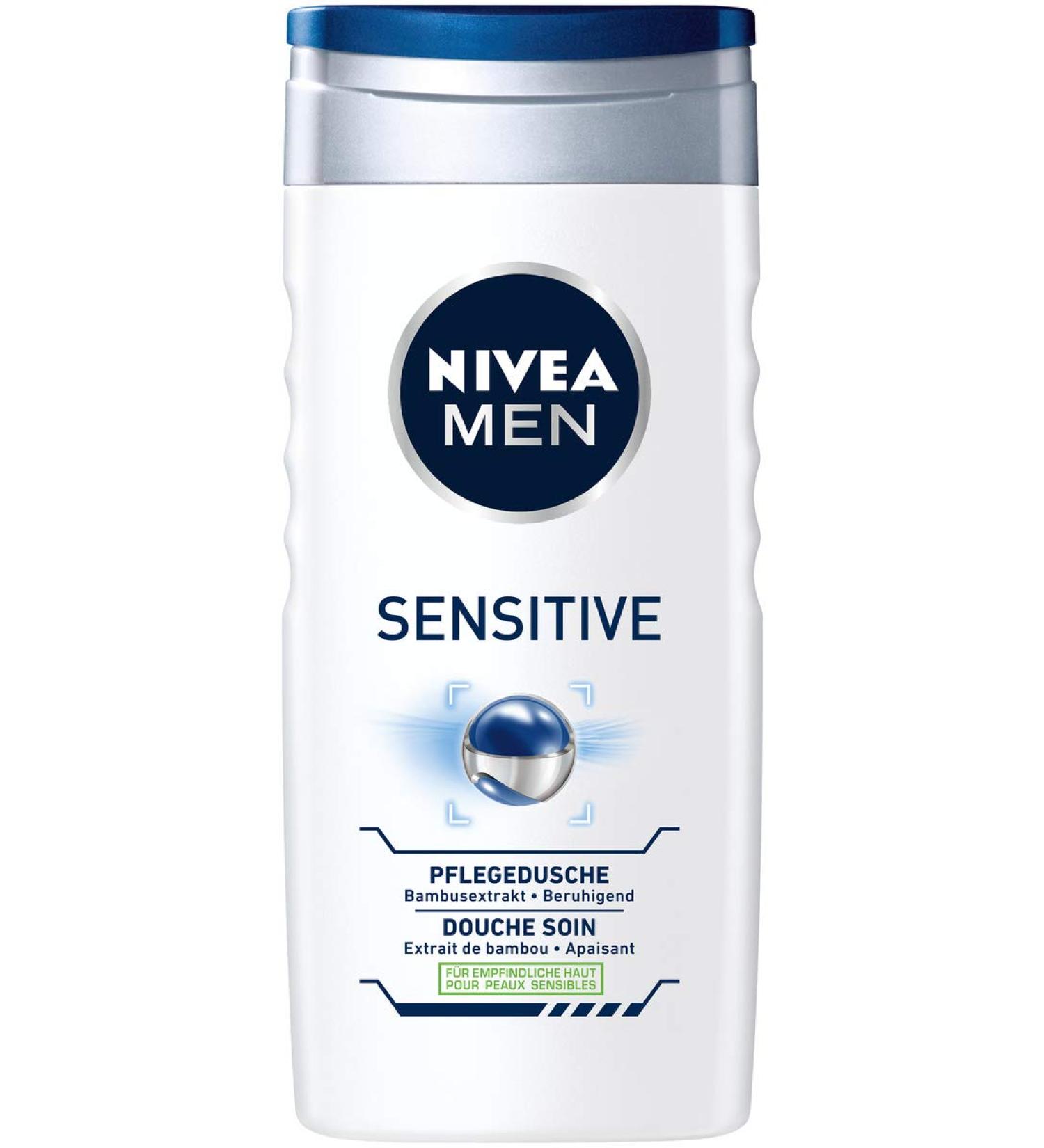 Beiersdorf NIVEA MEN Shower Gel soothing care shower gel with bamboo extract moisturizing shower gel for sensitive skin in 1 pack (1 x 250 ml)