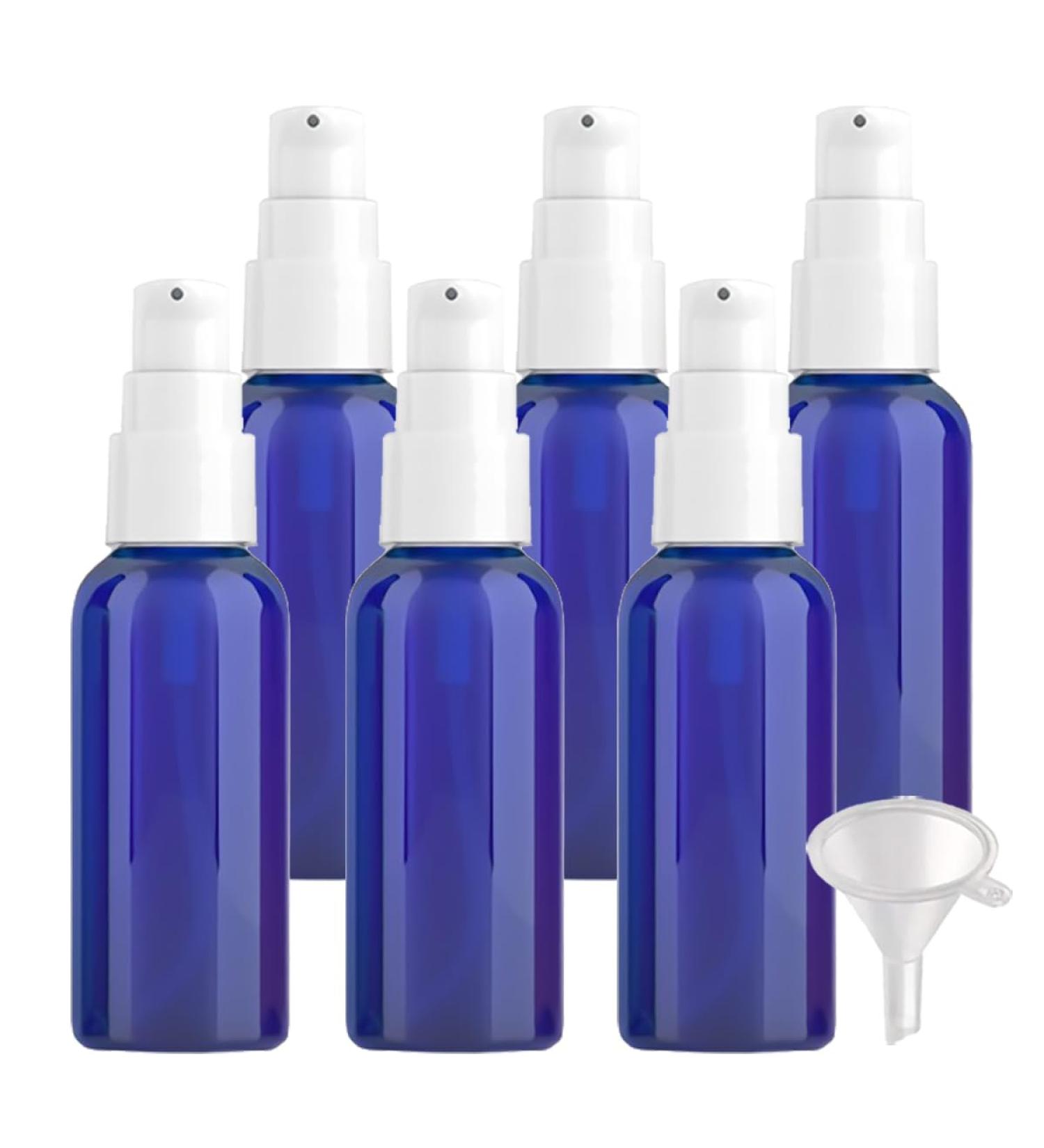 ZEOABSY 6 Pieces 50 ml Blue Lotion Bottles with White Pump 50ml Empty PET Plastic Lotion Pump Bottle Cosmetic Gel Travel Container for Cosmetic Make up Cleaning + 1 x Funnel Blue 50 ml - Buy Online on GoSupps.com