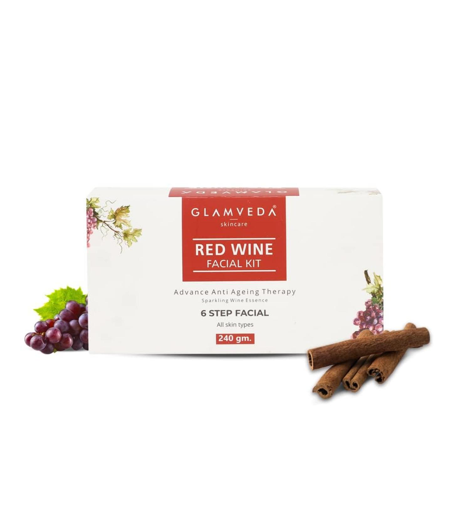Red Wine Advance Anti-Aging Facial Kit - Light Red 240g | International Shipping Available - Buy Online on GoSupps.com