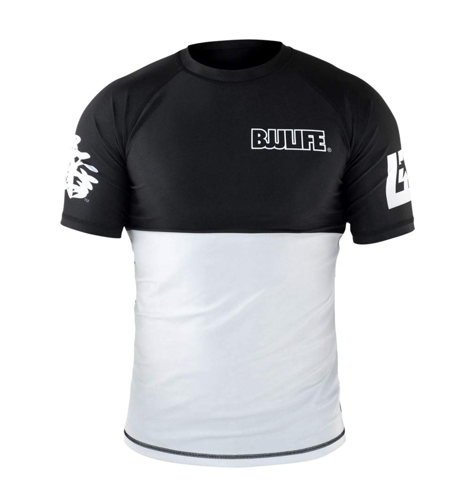 CompLite Ranked Rash Guard | Short Sleeve | No GI Brazilian Jiu Jitsu | MMA BJJ Wrestling Training Water Sports | White | XX-Large