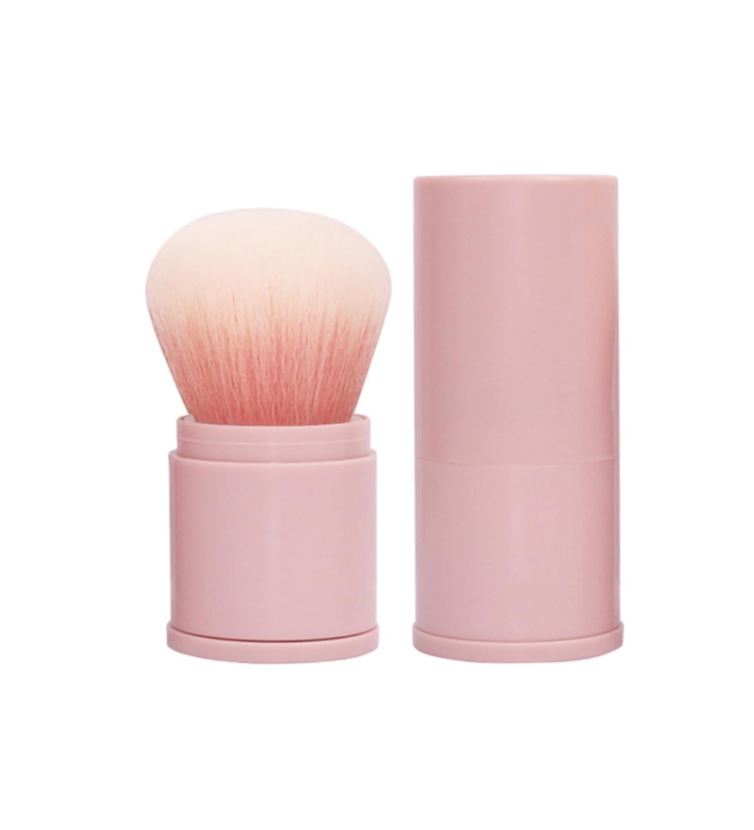 Retractable Pink Kabuki Makeup Brush - Travel-Friendly Blush & Foundation Brush for Soft Powders - Perfect for Cheeks & Bronzer - Buy Online on GoSupps.com