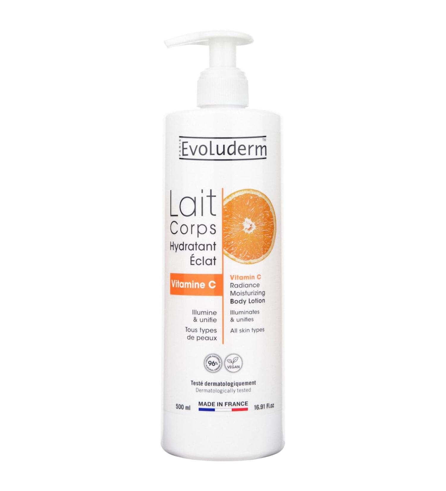 Evoluderm EVOLUDERM - Vitamin C Radiance Hydrating Body Lotion - 500ml - 96% Natural Ingredients - Vegan