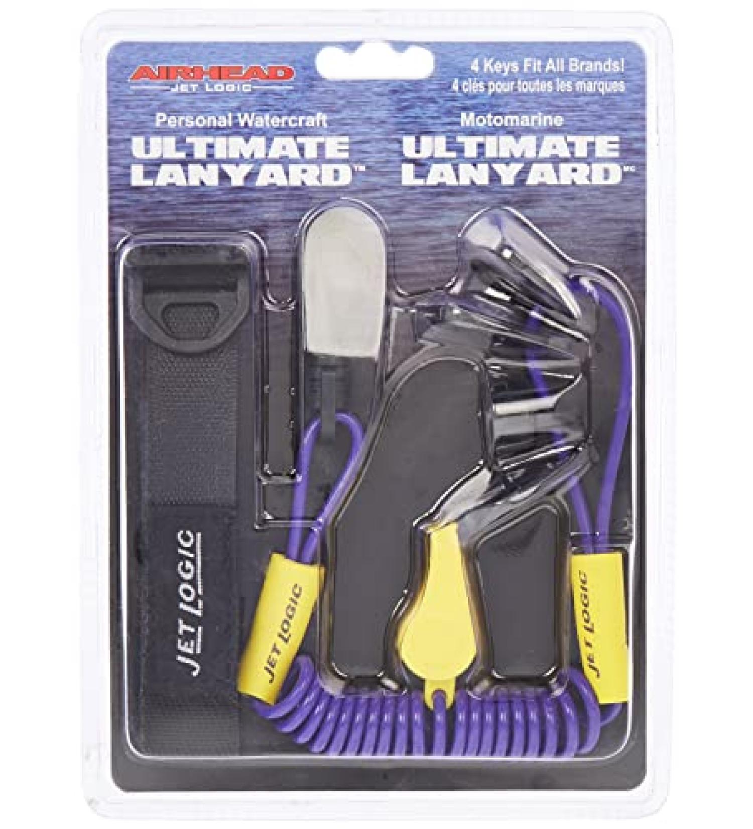 Kwik Tek ULTIMATE LANYARD, Purple / Yellow, for PWCs, One Size, UL-1