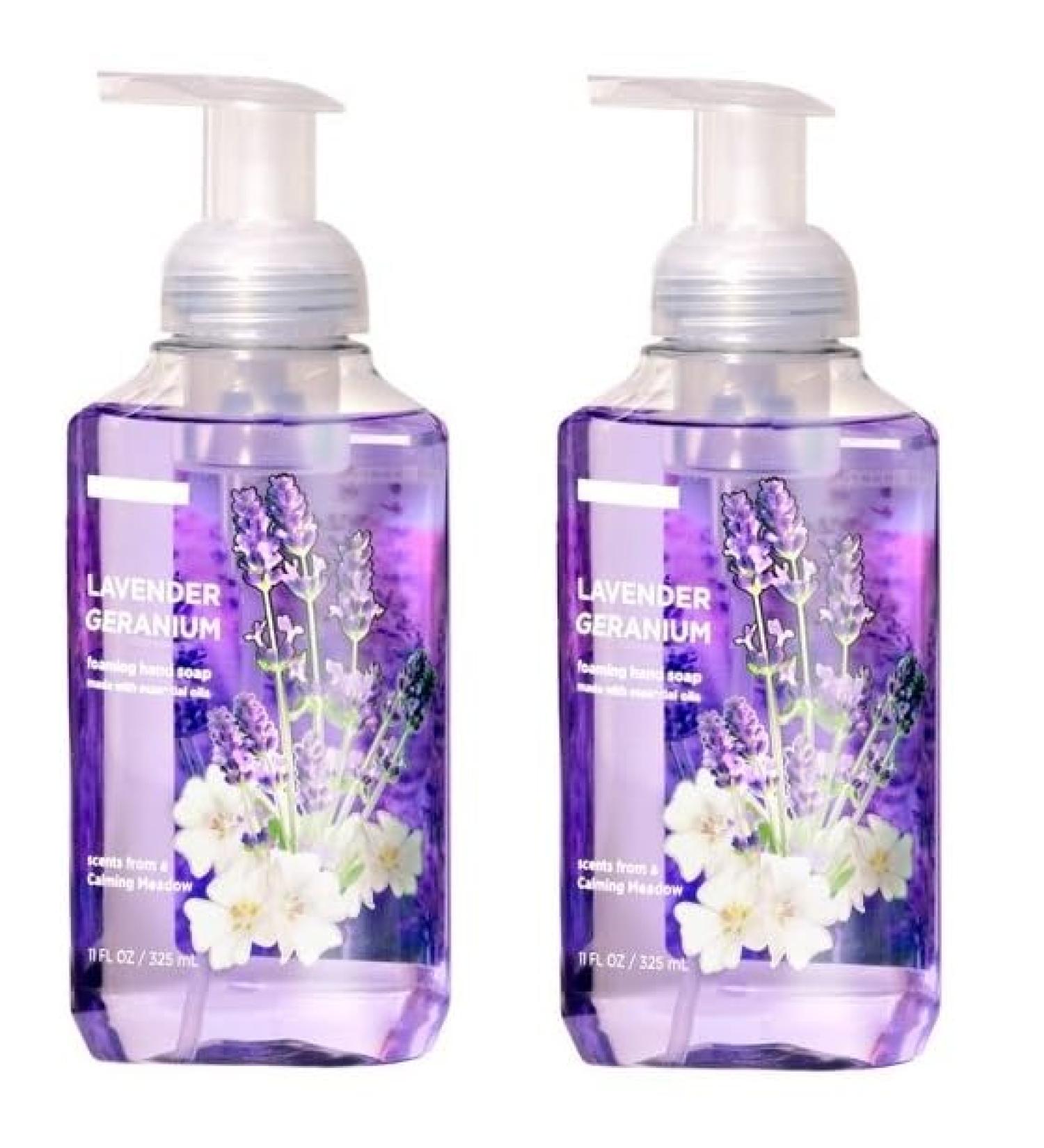 Lavender Geranium Scented Liquid Hand Soap for Foamiing Hand Wash Purple Essential Oils Formula Cruelty Free - 11 fl oz 2 Pack - Buy Online on GoSupps.com