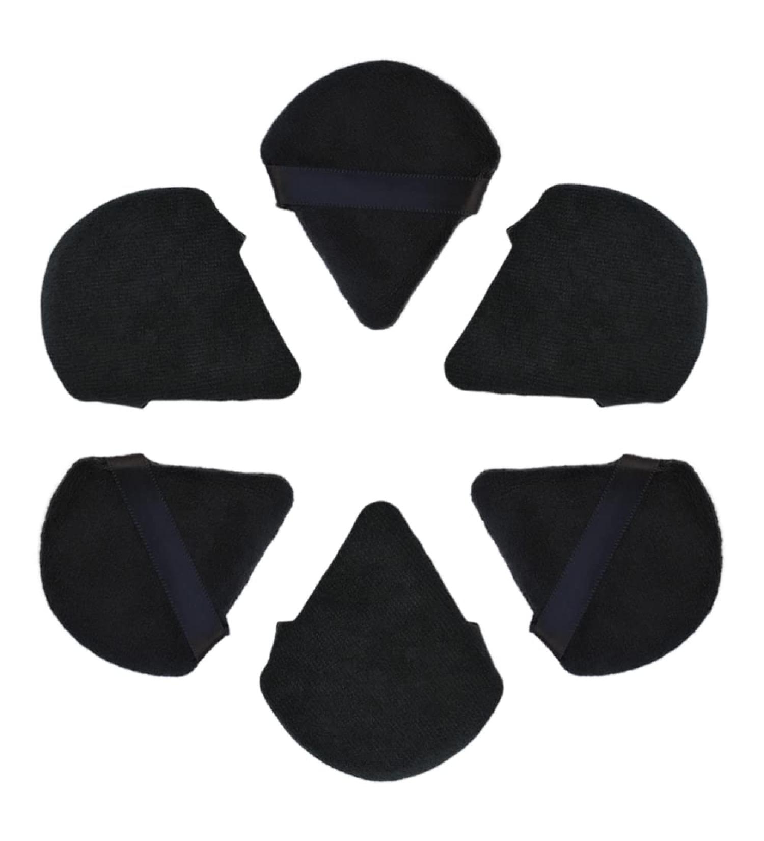 Triangle Powder Puff - 6 Black Cotton Sponges Reusable & Washable for Loose Powder Ideal for Dry & Wet Makeup - Buy Online on GoSupps.com