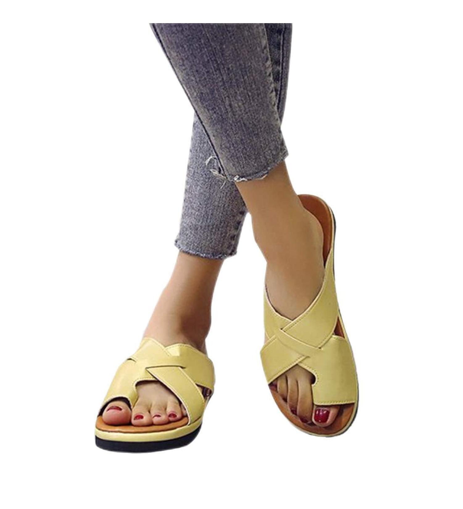 Shop Stylish & Comfortable Women s Plateau Sandals - Bunion Correction PU Leather Summer Travel Shoes | Yellow 43 EU - Buy Online on GoSupps.com