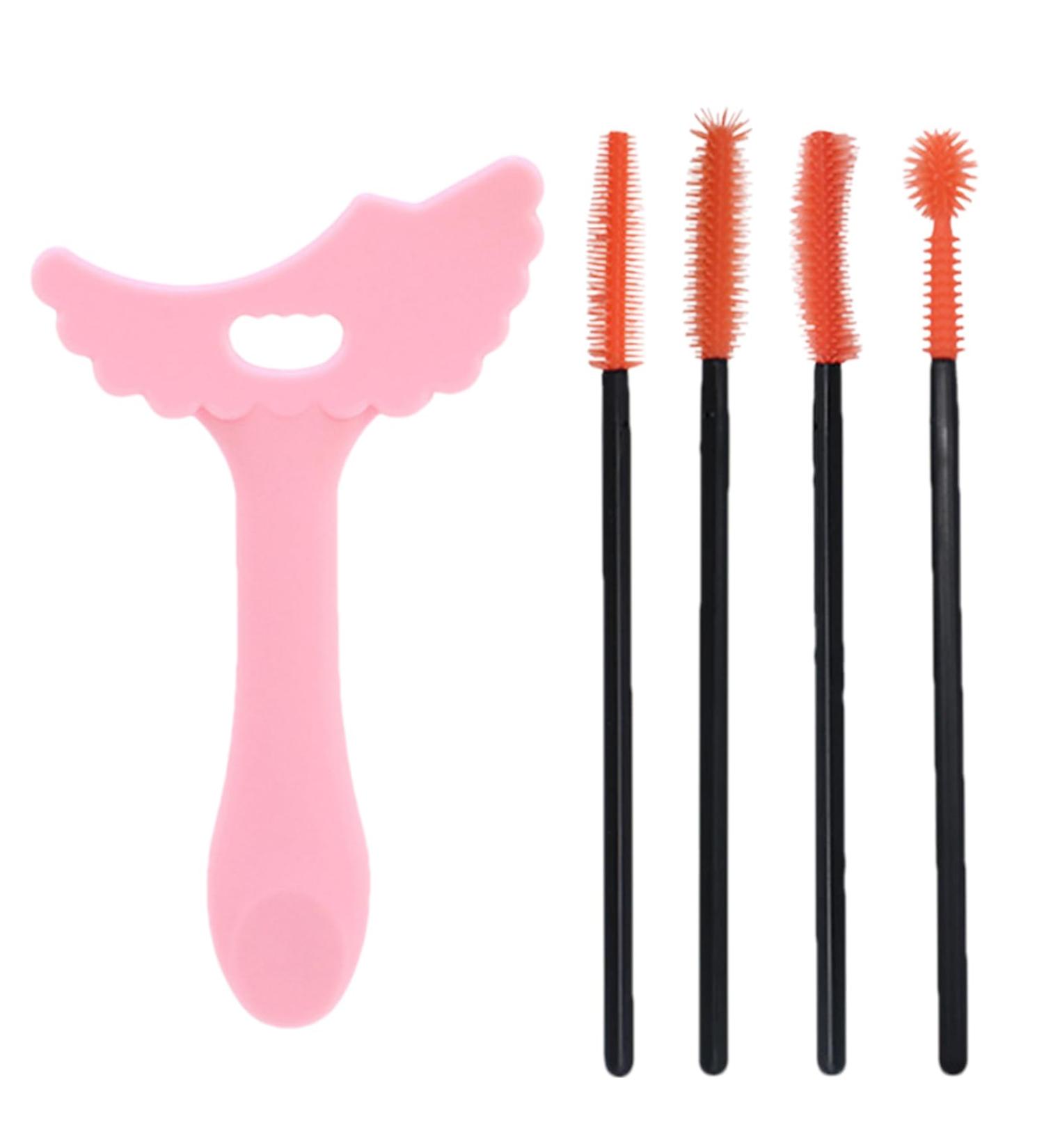 Silicone Mascara Stencil Silicone Mascara Shield Stencil Silicone Eye Makeup Tool for Dating Night Out and Daily Use Pink + Eyelash Brush - Buy Online on GoSupps.com