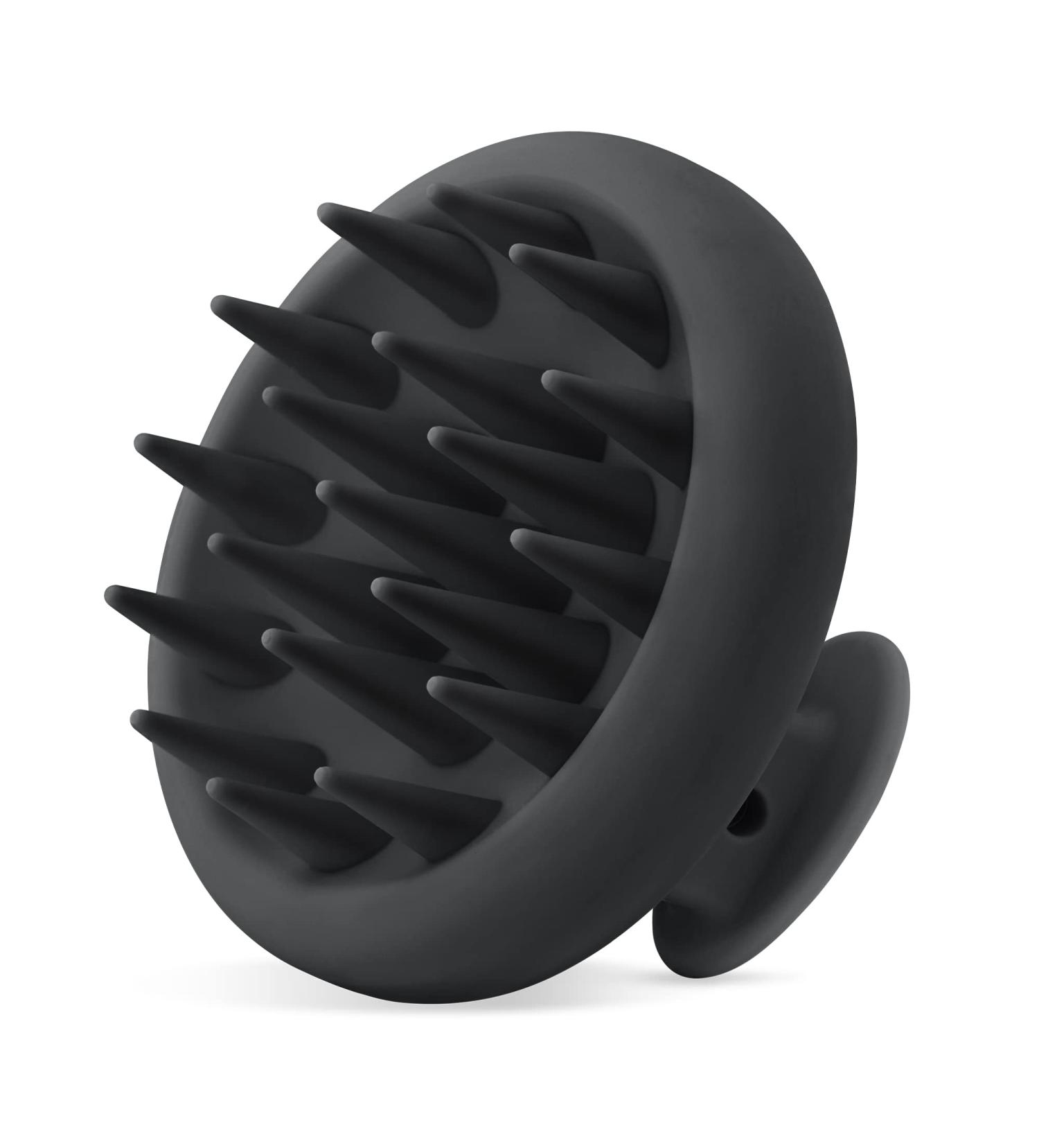 Heeta Scalp Massage Brush - Silicone Hair Brush for Wet & Dry Hair Soft Bristles Integrated Design - Dark Black - Buy Online on GoSupps.com