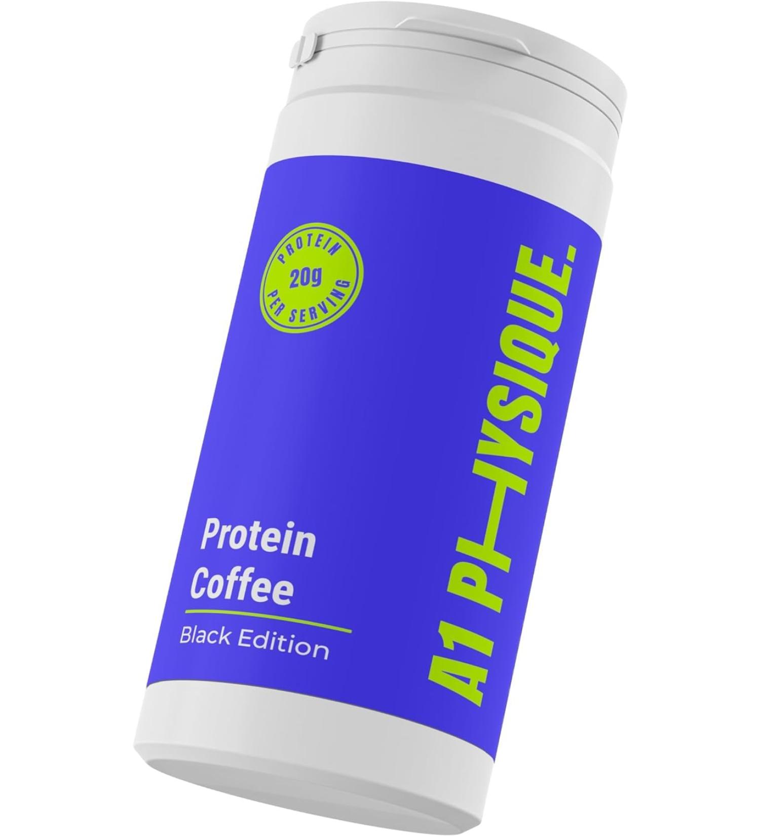 A1 Physique Protein Coffee - 500g Instant Coffee with Hydrolysed Collagen Peptides from Bovine Protein - Allergen Free Ground Coffee Granules for Hot or Iced Coffee - High Protein Collagen Coffee - Buy Online on GoSupps.com