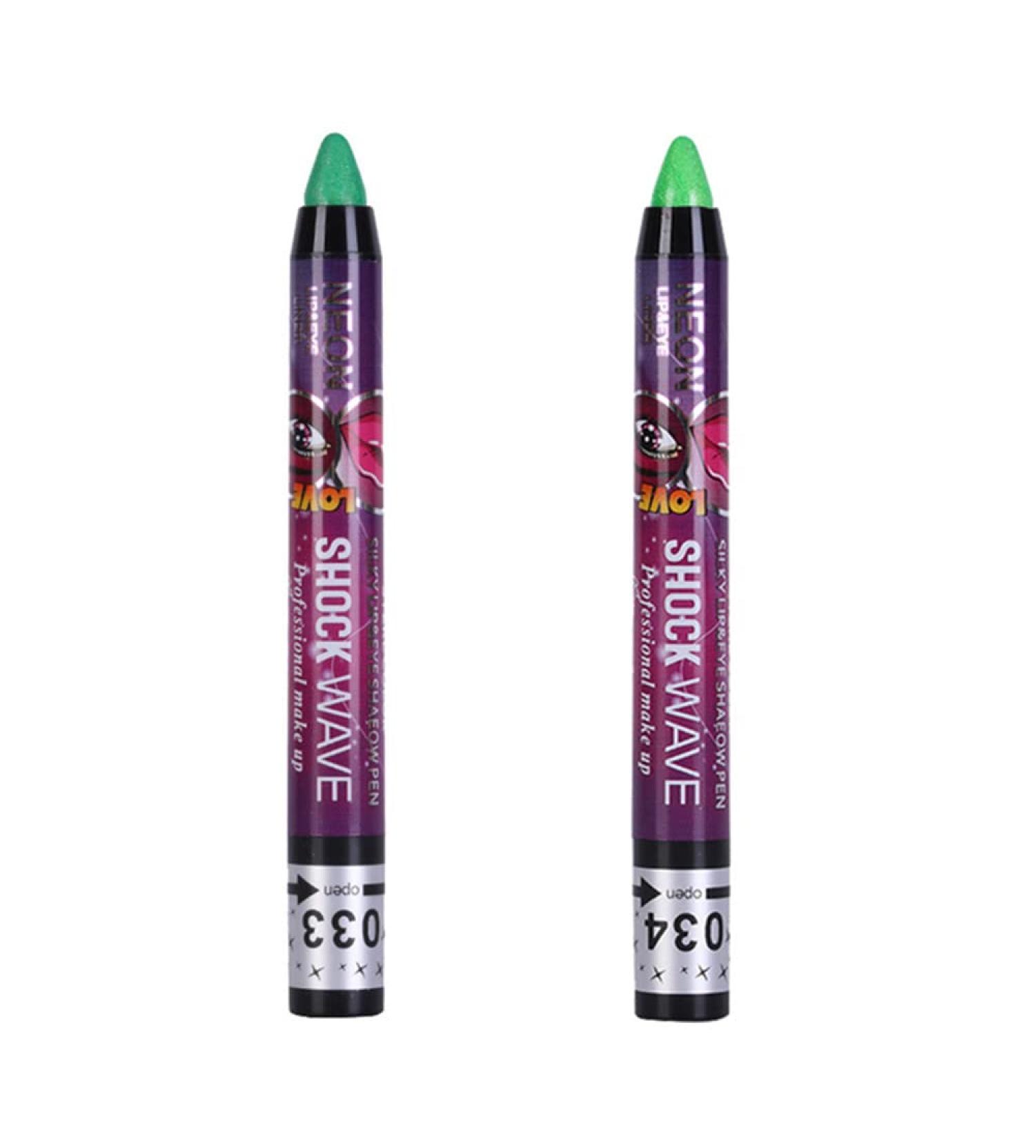 Go Ho 2PCS Green Eyeshadow Sticks - Shimmer Eye Black Ultra Pigmented Makeup - Long Lasting Eye Shadow Pen in Apple Green & Grass Green - Buy Online on GoSupps.com