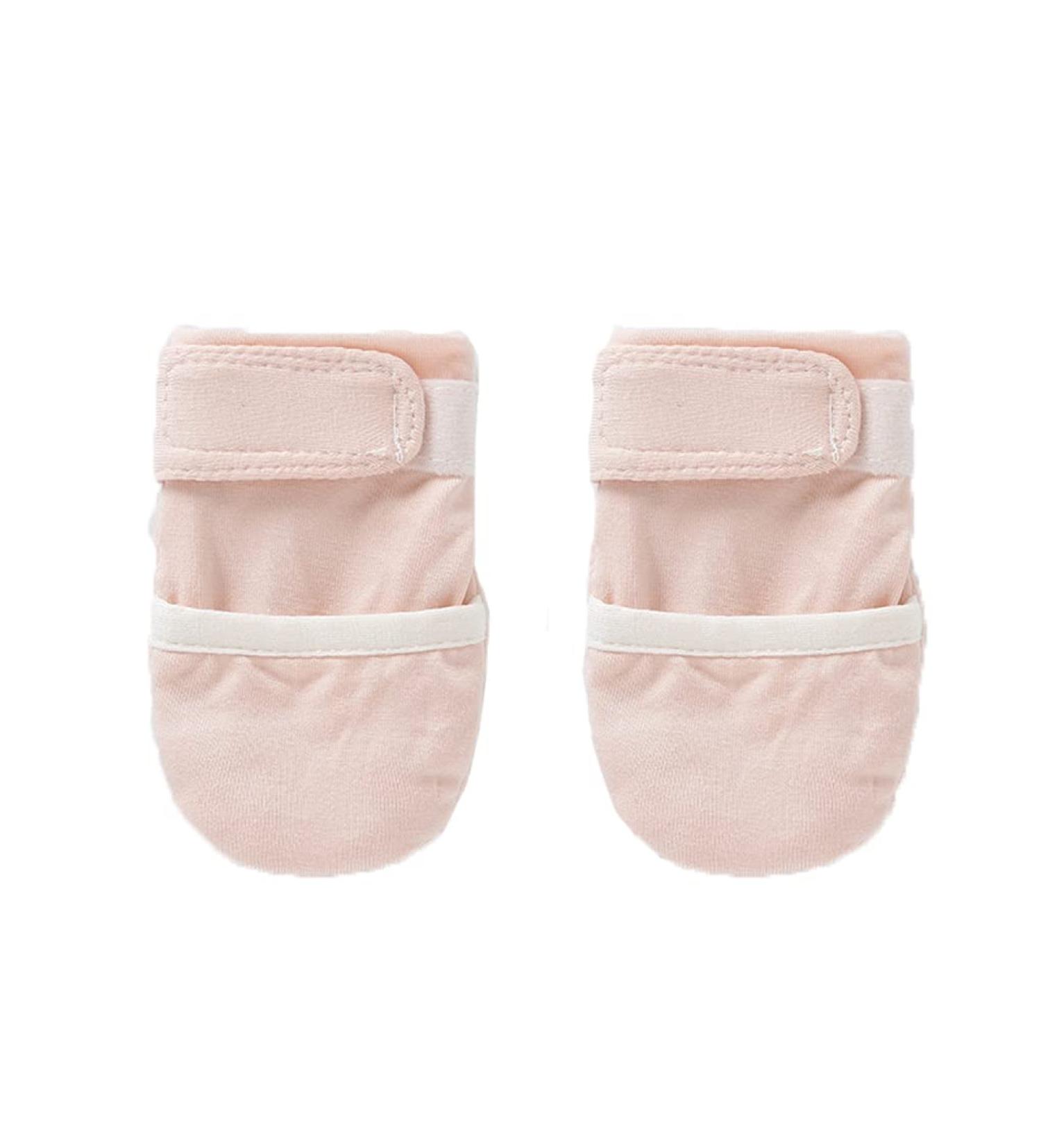 Soft Cotton Newborn Baby Mittens - Adjustable No Scratch Gloves for Infants 0-5 Months - Pink - Buy Online on GoSupps.com