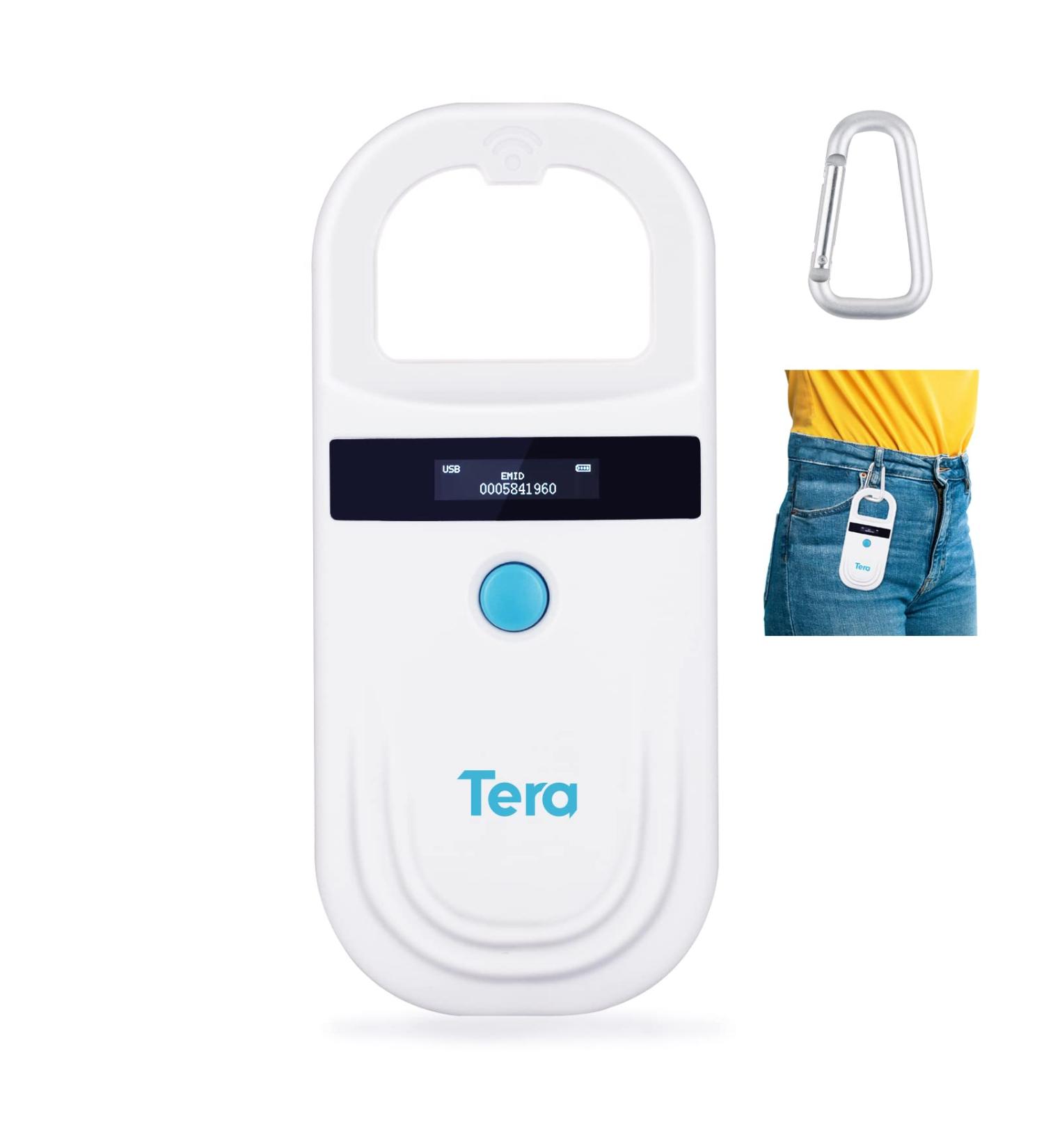TERA PET Microchip Reader Scanner - RFID Portable Animal Chip ID Scanner for Dogs Cats Pigs | OLED Display Rechargeable Pet Tag Scanner - ISO 11784/11785 FDX-B Emid Blue Taste - Buy Online on GoSupps.com