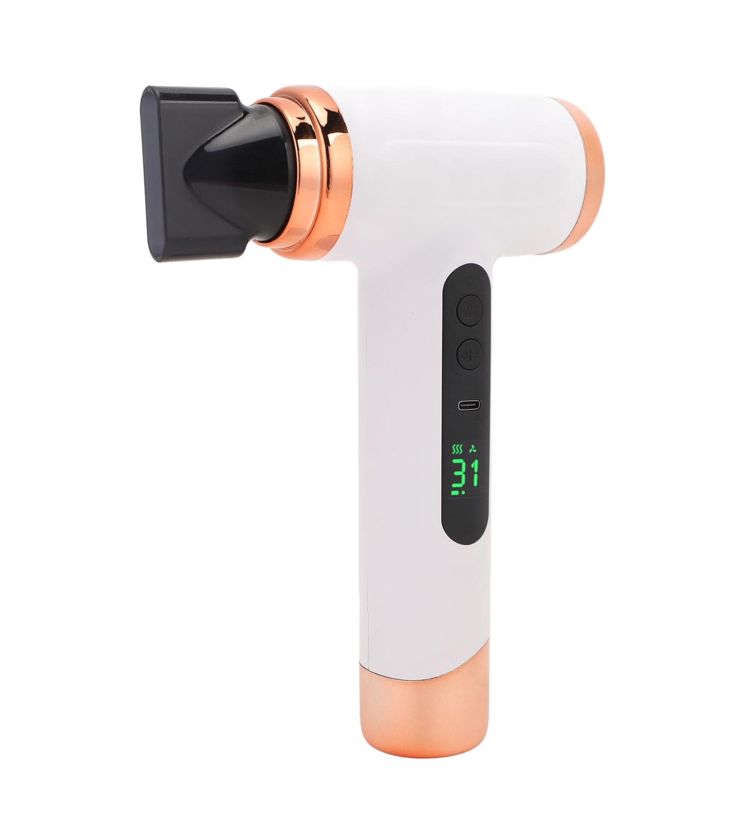 Cordless Hair Dryer USB Rechargeable Blow Dryer with 15000mAh Battery Temp & Speed Adjustable 200W Portable Travel Hairdryer with Nozzle for Dormitories Outdoors (White) - Buy Online on GoSupps.com