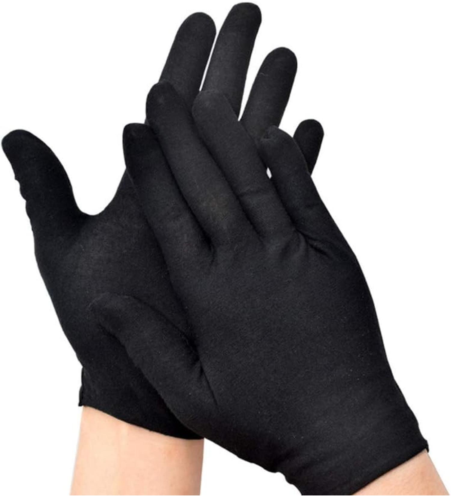 Milists 12 Pairs Black Cotton Gloves for Cosmetic Moisturizing & Jewelry Inspections - Size L Thicken - Buy Online on GoSupps.com